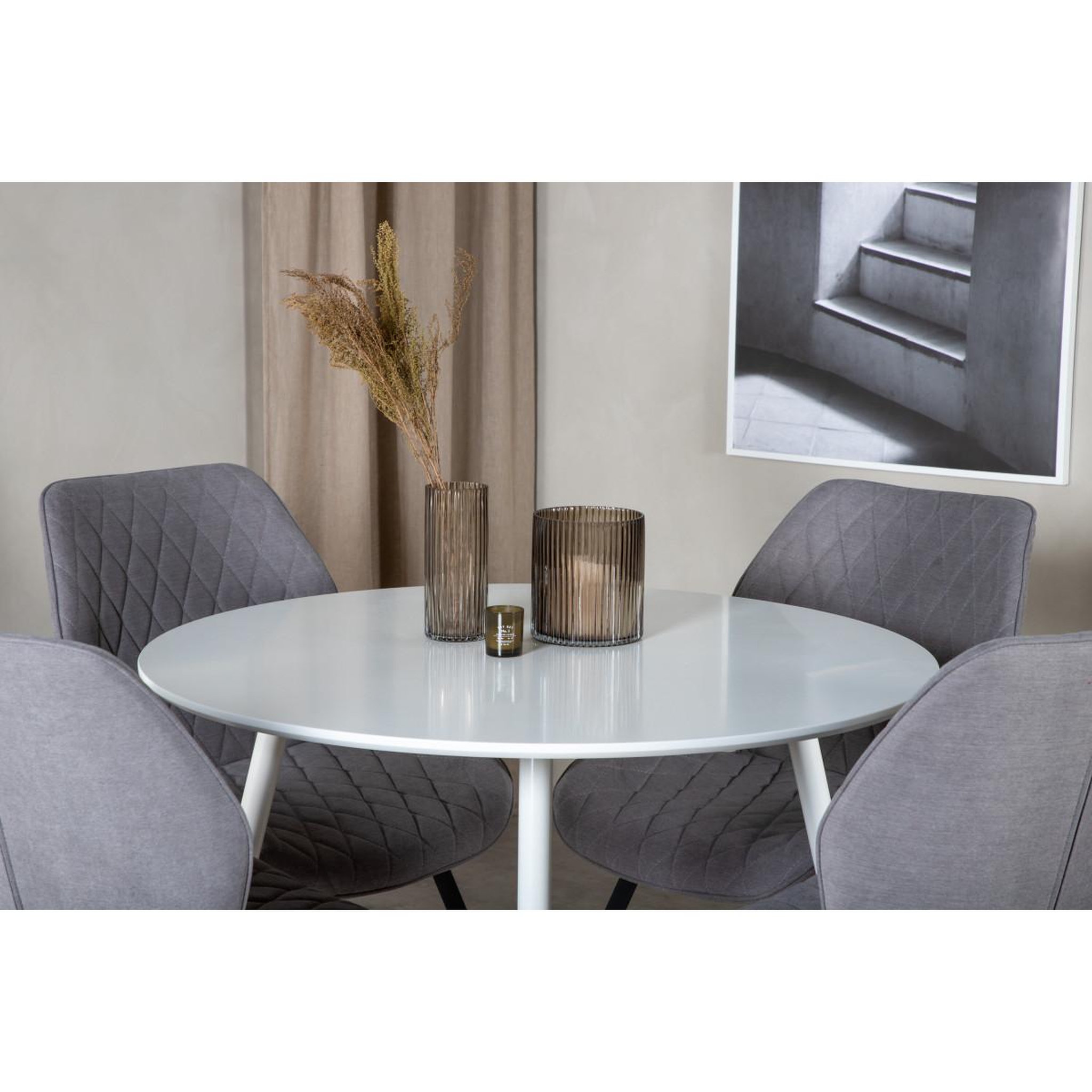 Voir la diapositive 6 : Paris Prix Ensemble table à manger & 4 chaises  plaza & gemma  100cm blanc & gris