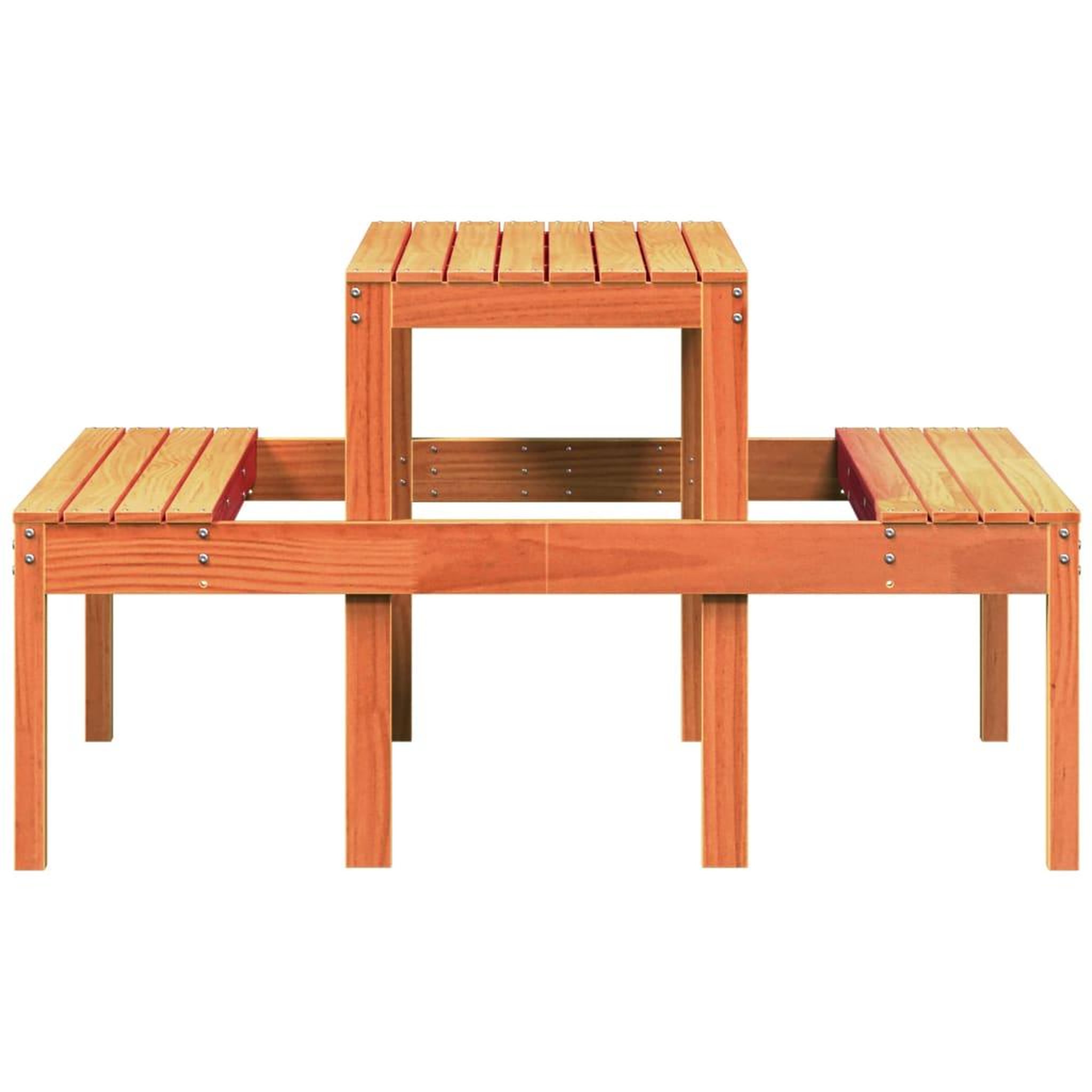 Voir la diapositive 5 : VIDAXL Table de pique-nique cire marron 110x134x75 cm bois massif pin