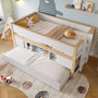 Voir la diapositive 5 : MERAX Lit enfant mi hauteur 90x200 cm coloris blanc+naturel pin