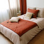 Voir la diapositive 4 : DECOSTARS Édredon Panama 90x190 cm pompons jute terracotta