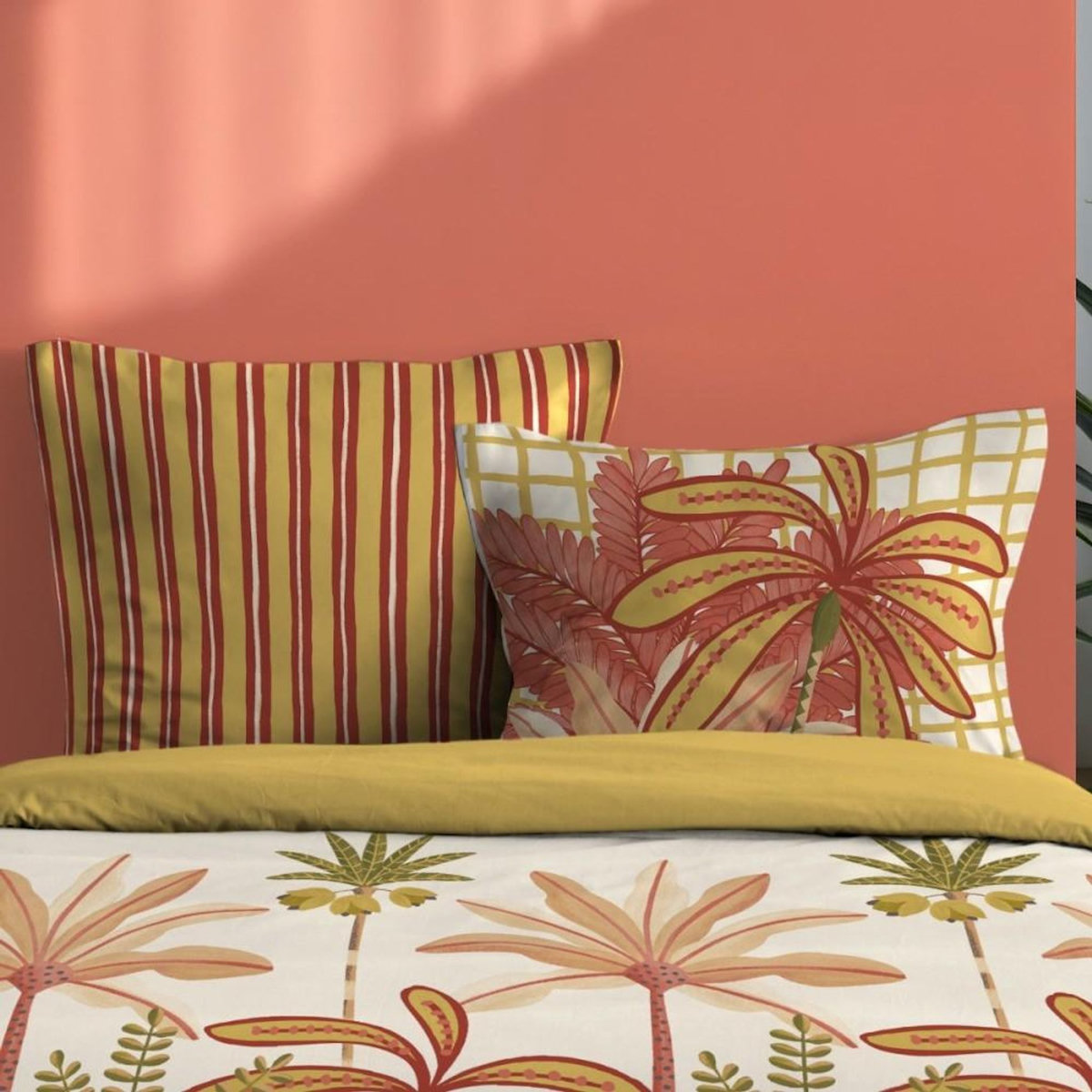 STOF Housse de couette 260x240 finition rabat + 2 taies coton 57 fils