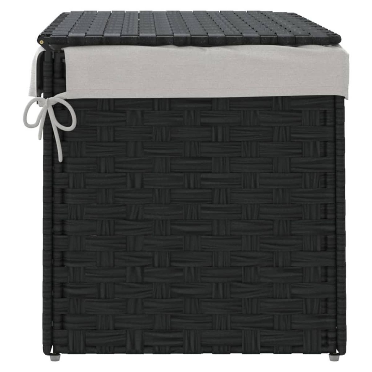VIDAXL Panier a linge avec couvercle noir 55,5x35x34 cm resine tressee