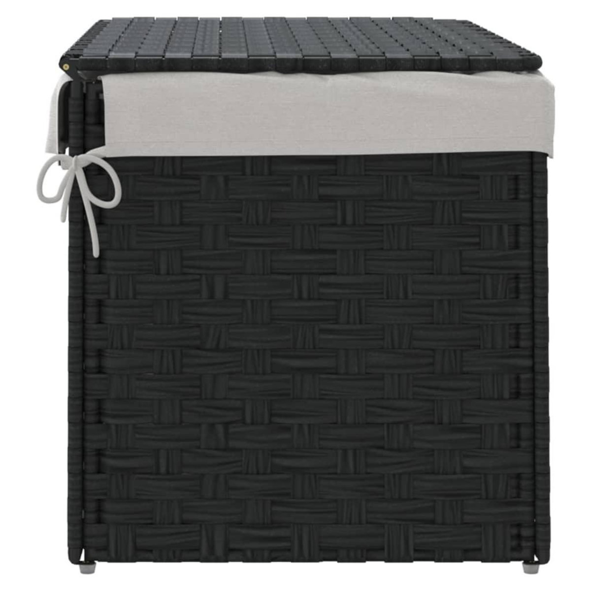 VIDAXL Panier a linge avec couvercle noir 55,5x35x34 cm resine tressee