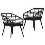 VIDAXL Chaises de jardin lot de 2 avec coussins Resine tressee Noir