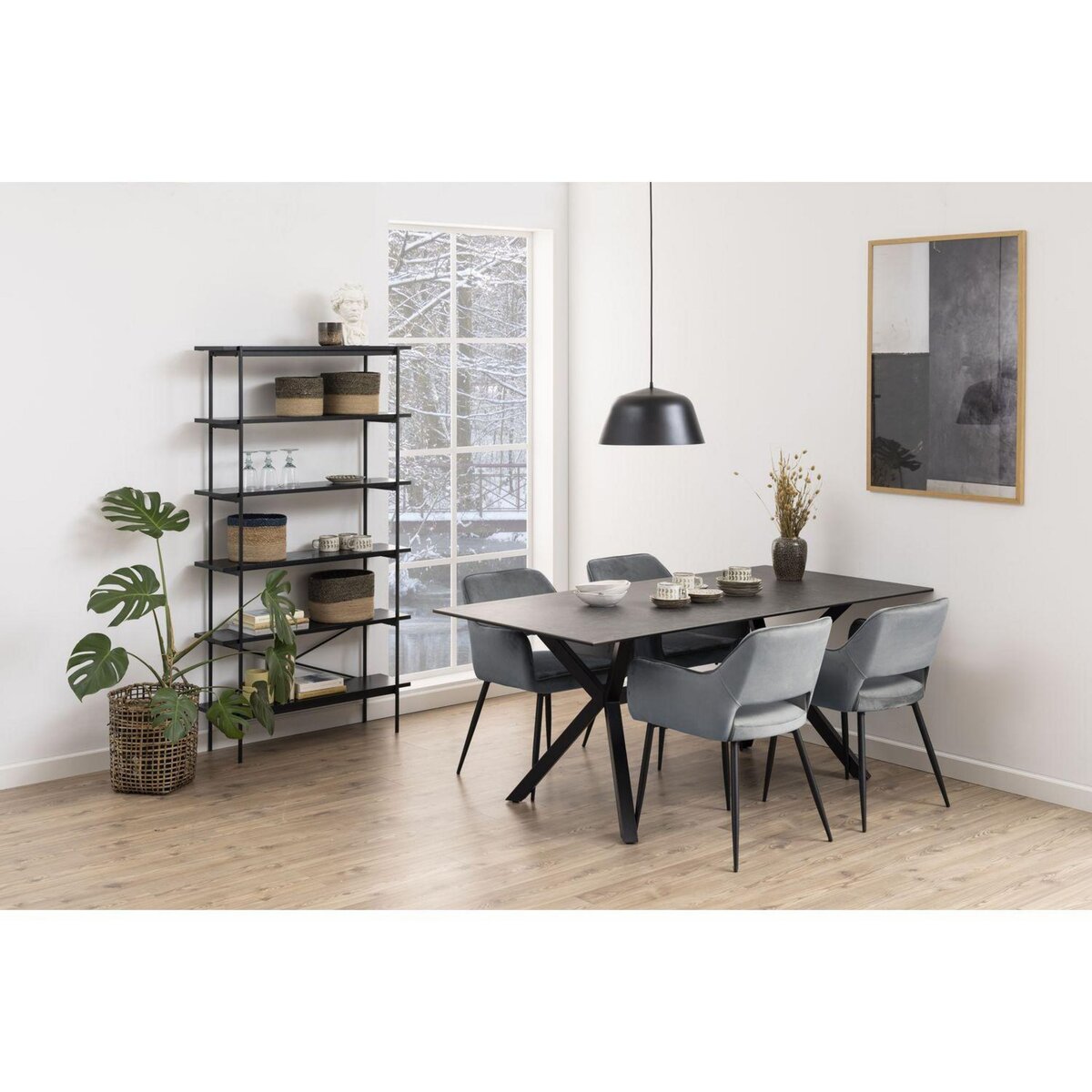 TOILINUX Bibliothèque 5 étagères en MDF et Métal - Noir