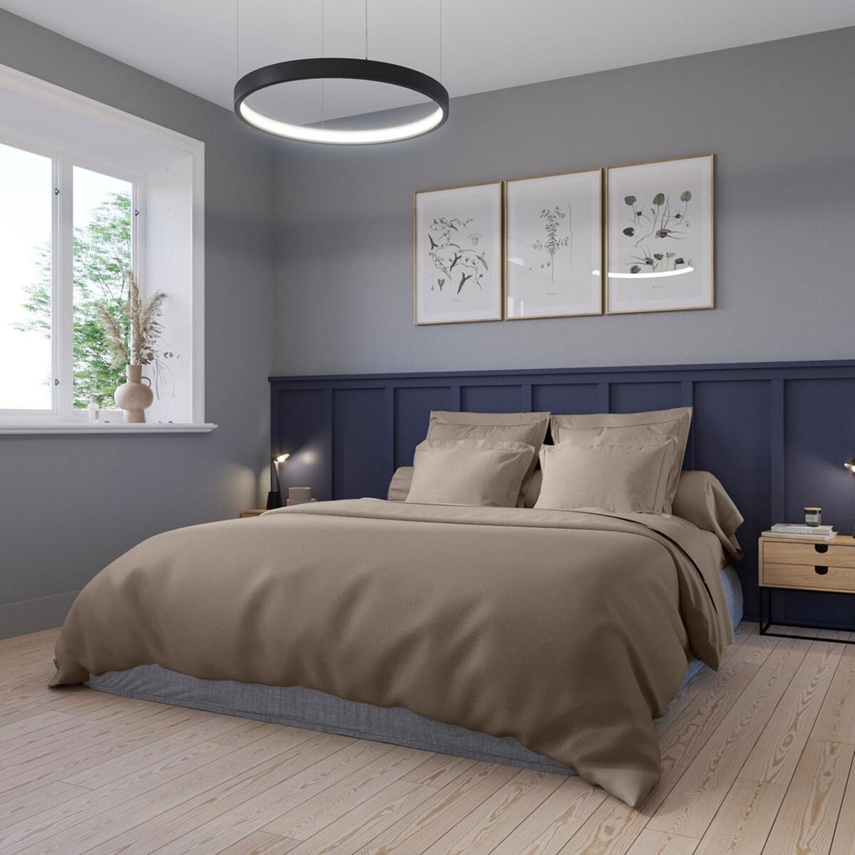 DODO Housse de couette Partition Satin de coton Coloris Taupe