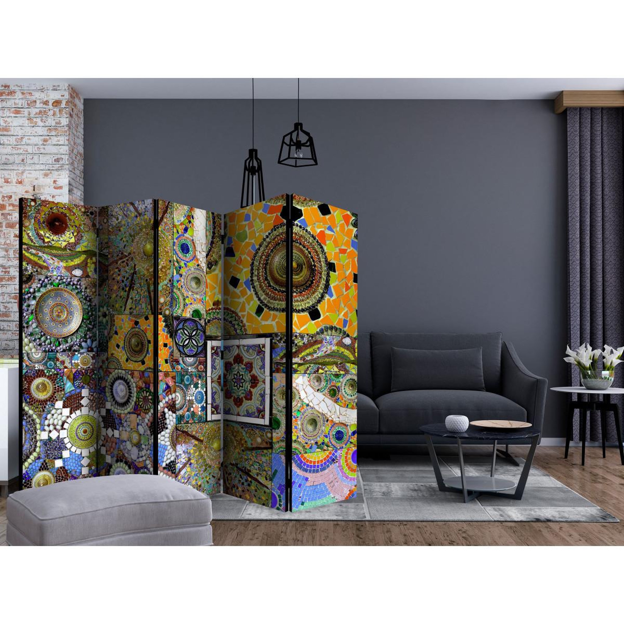 Voir la diapositive 2 : Paris Prix Paravent 5 volets  solar mosaic  172x225cm