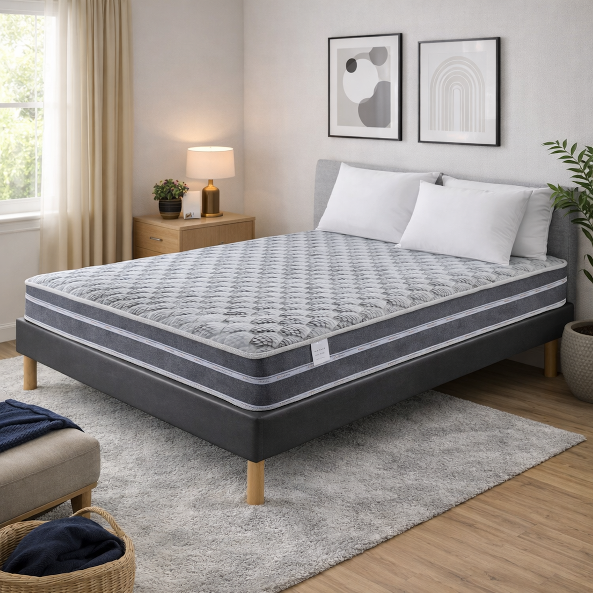 PROVENCE LITERIE Ensemble Sommier Tapissier et Matelas Ferme Très Respirant