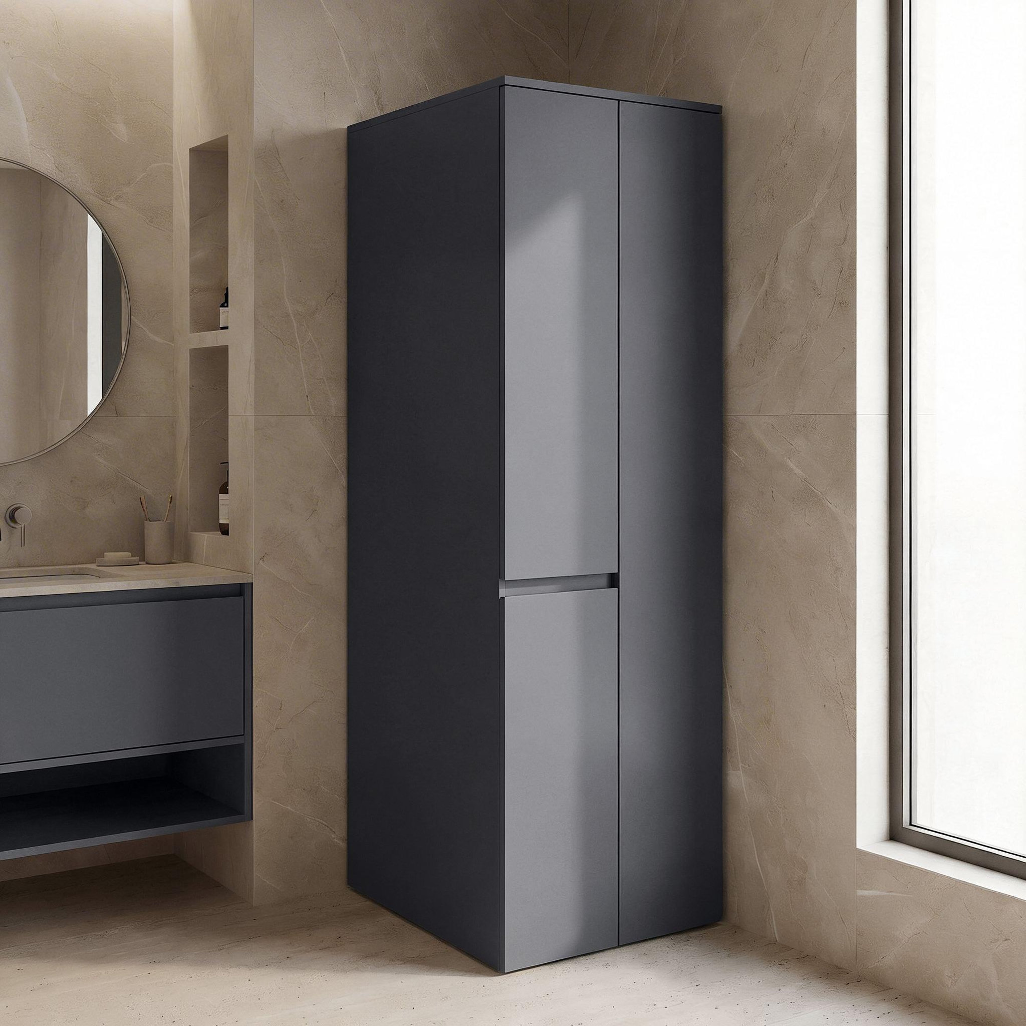 Voir la diapositive 2 : Habitat et Jardin Armoire de Salle de Bain  Solis 60  -  cm - Matte Anthracite