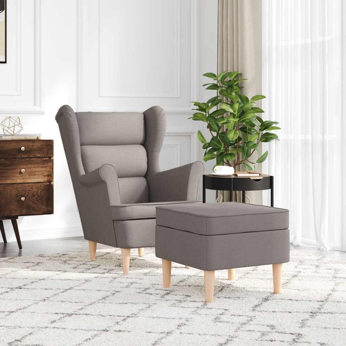 VIDAXL Fauteuil avec repose-pied Taupe Tissu