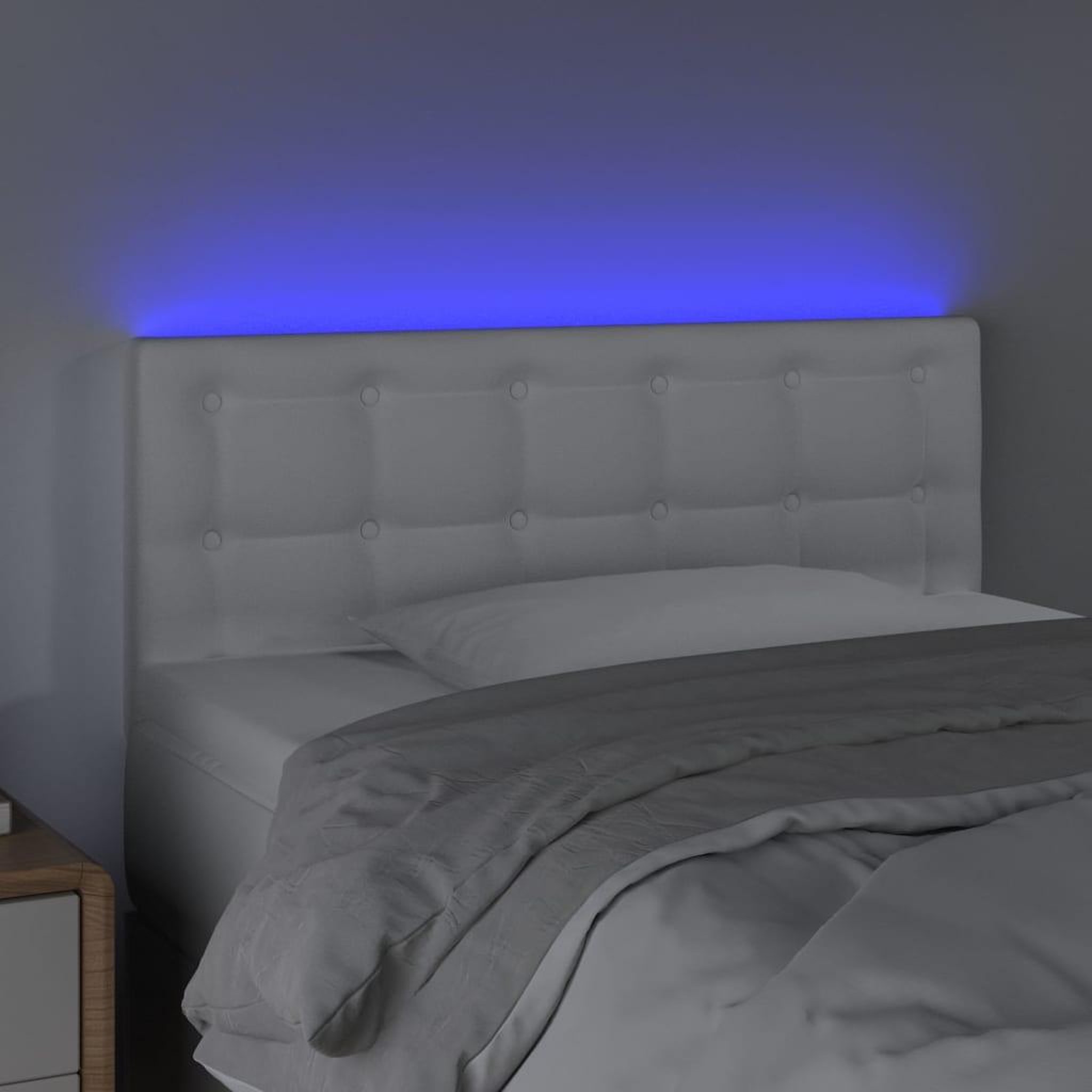 Voir la diapositive 3 : VIDAXL Tete de lit a LED Blanc 100x5x78/88 cm Similicuir