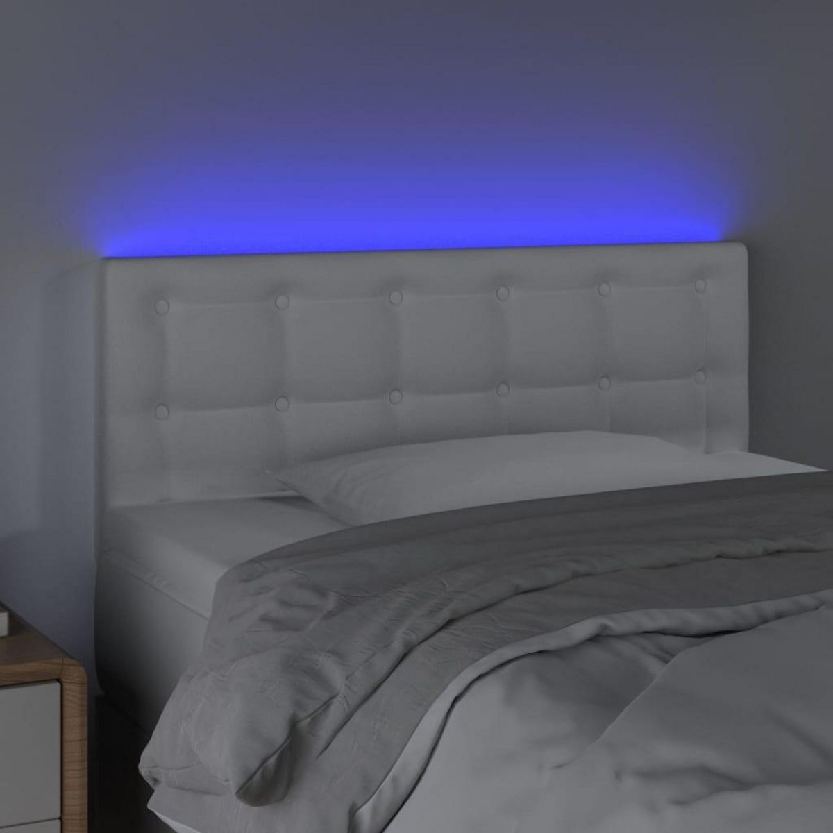 VIDAXL Tete de lit a LED Blanc 100x5x78/88 cm Similicuir
