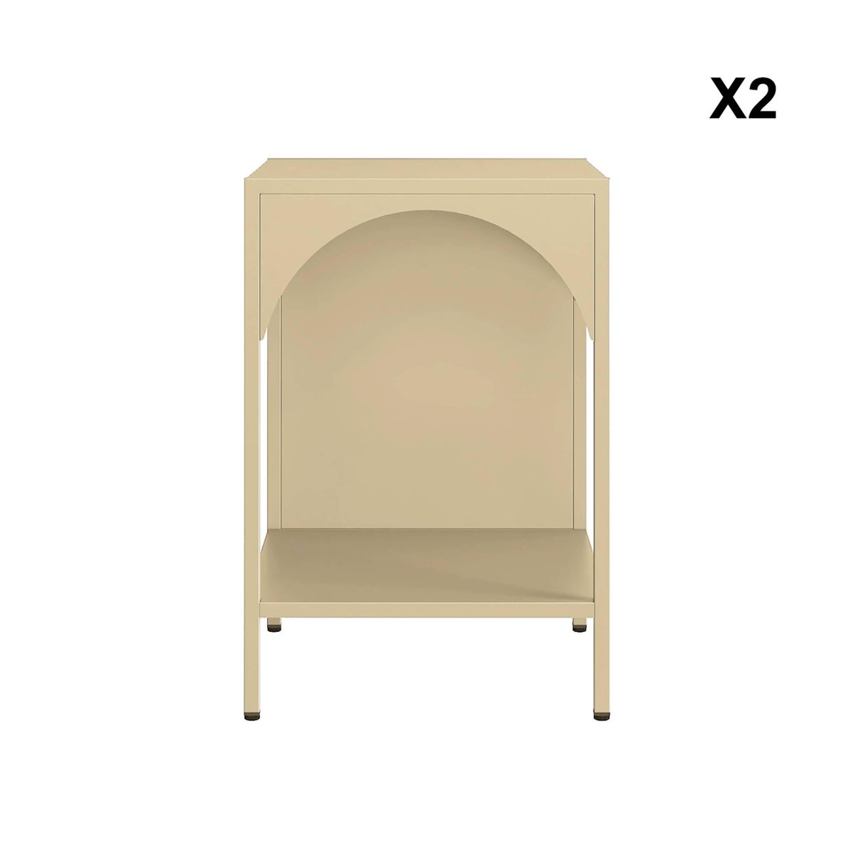 SWEEEK Lot de 2 tables de chevet. tables d'appoint en acier style industriel. beige. L 35 x l 35 x H 52cm