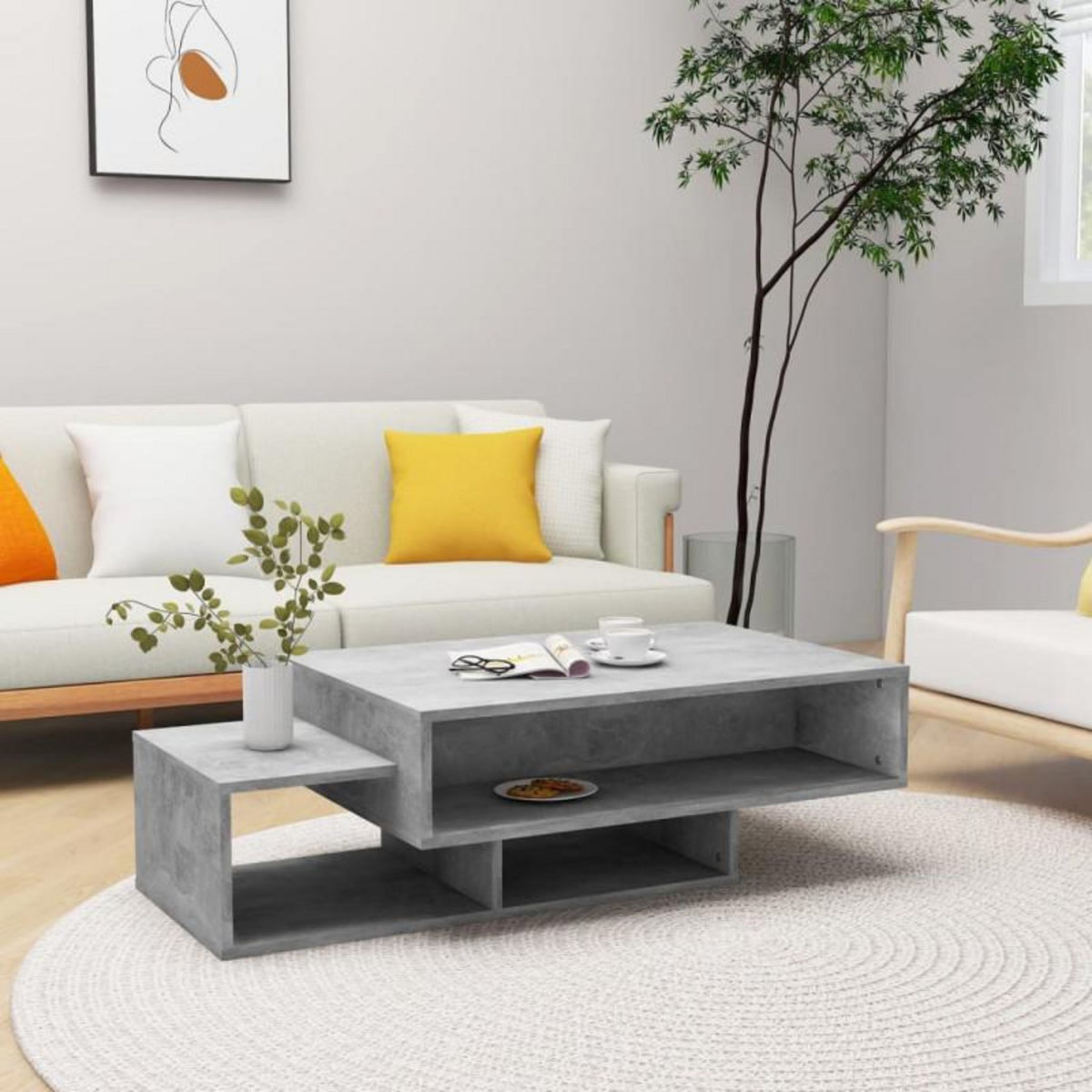 VIDAXL Table basse Gris béton 105x55x32 cm Bois d'ingénierie