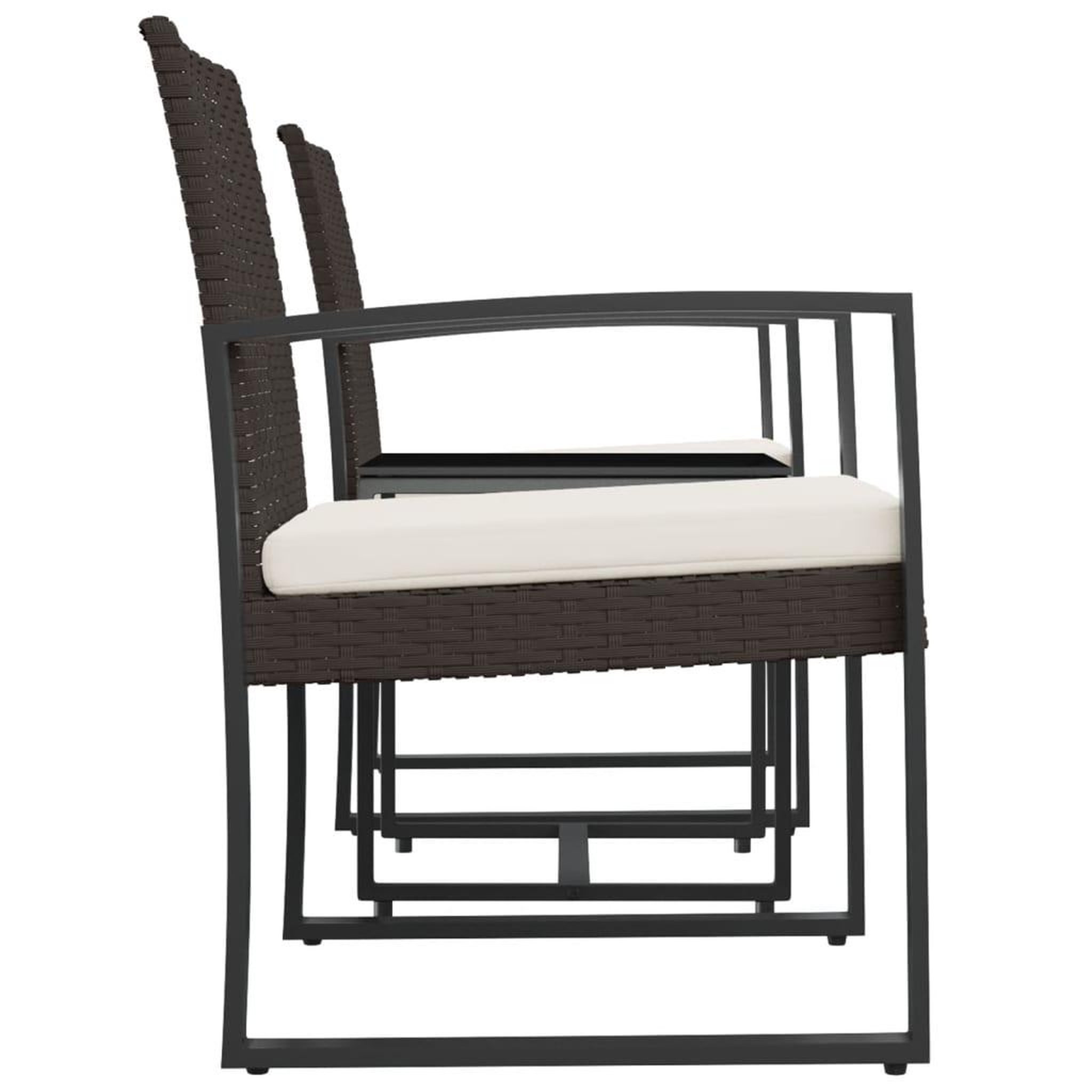 Voir la diapositive 4 : VIDAXL Ensemble a manger de jardin avec coussins 3 pcs marron rotin PP