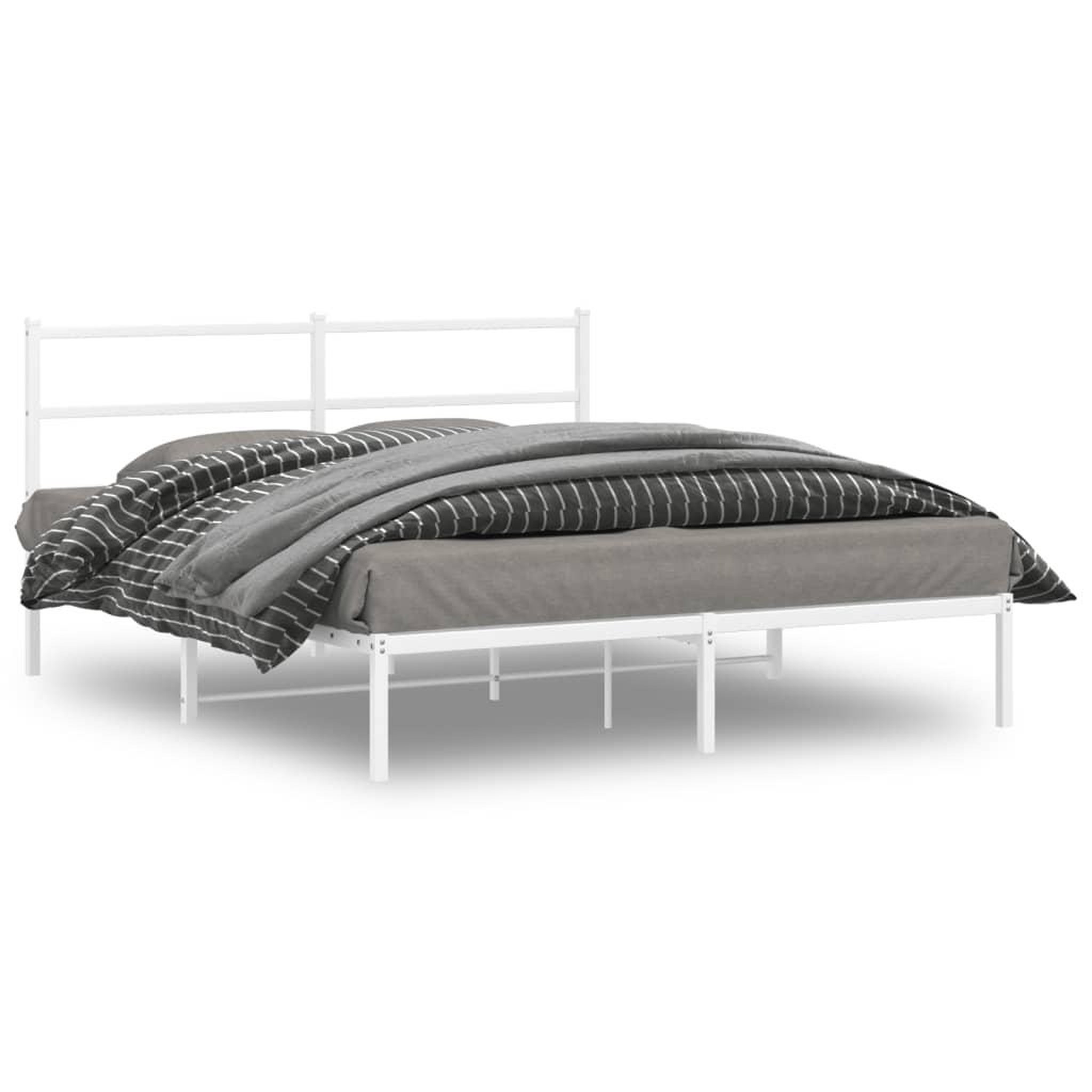 VIDAXL Cadre de lit metal sans matelas et tete de lit blanc 150x200 cm