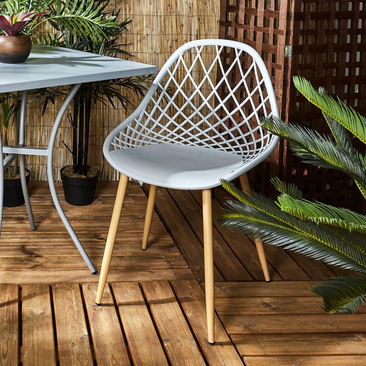 TOILINUX Lot de 4 chaises d'extérieur Malaga en polypropylène