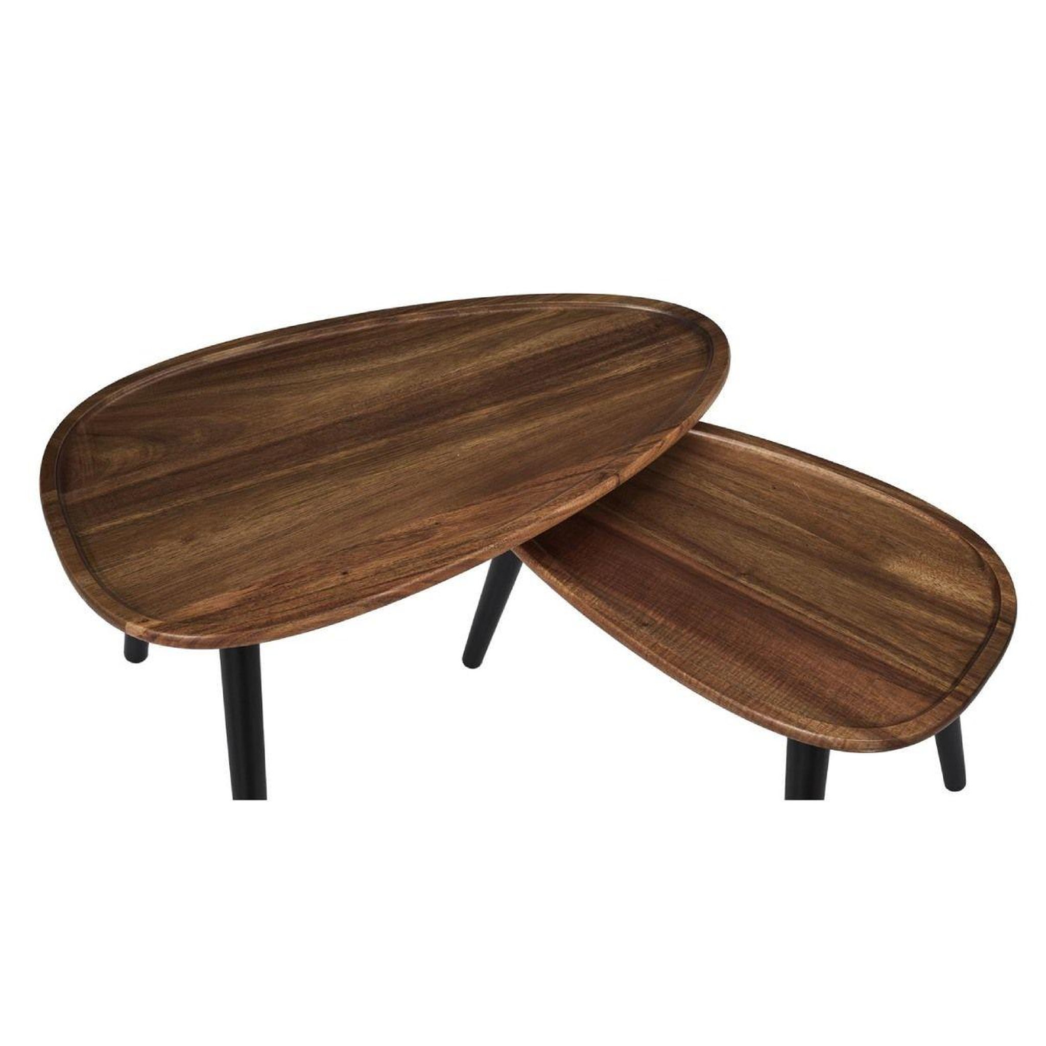 Voir la diapositive 2 : The Home Deco Factory Lot de 2 tables basses gigognes  galet  60cm marron