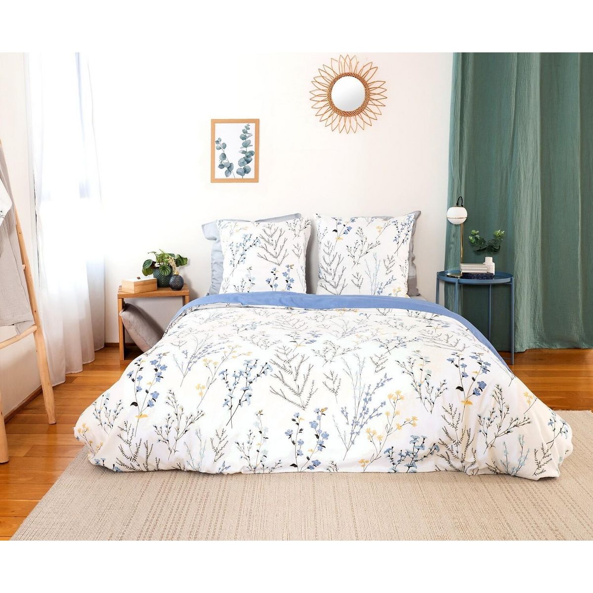 Home collection Parure housse de couette 100% satin de coton 78fils fanille