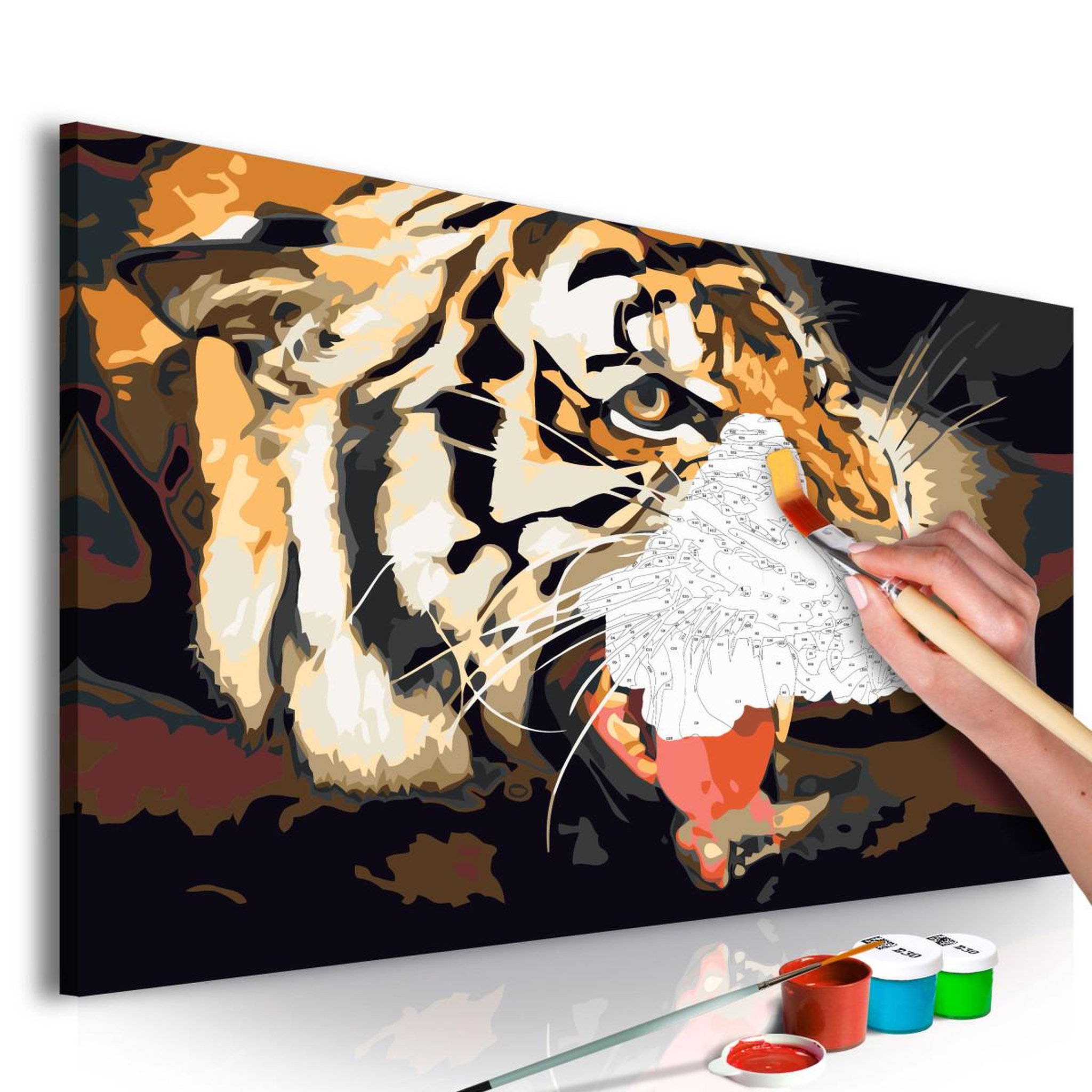 Voir la diapositive 1 : Paris Prix Tableau à Peindre Soi-Même  Tigre Rugissant  40x60cm