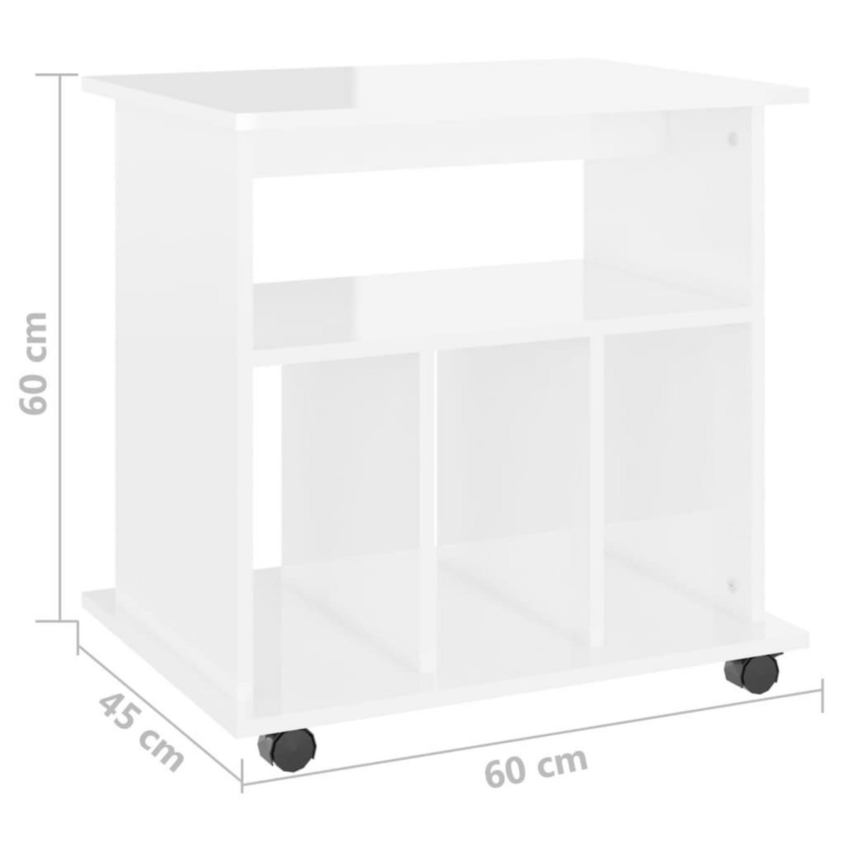 VIDAXL Armoire a roulettes Blanc brillant 60x45x60cm Bois d'ingenierie
