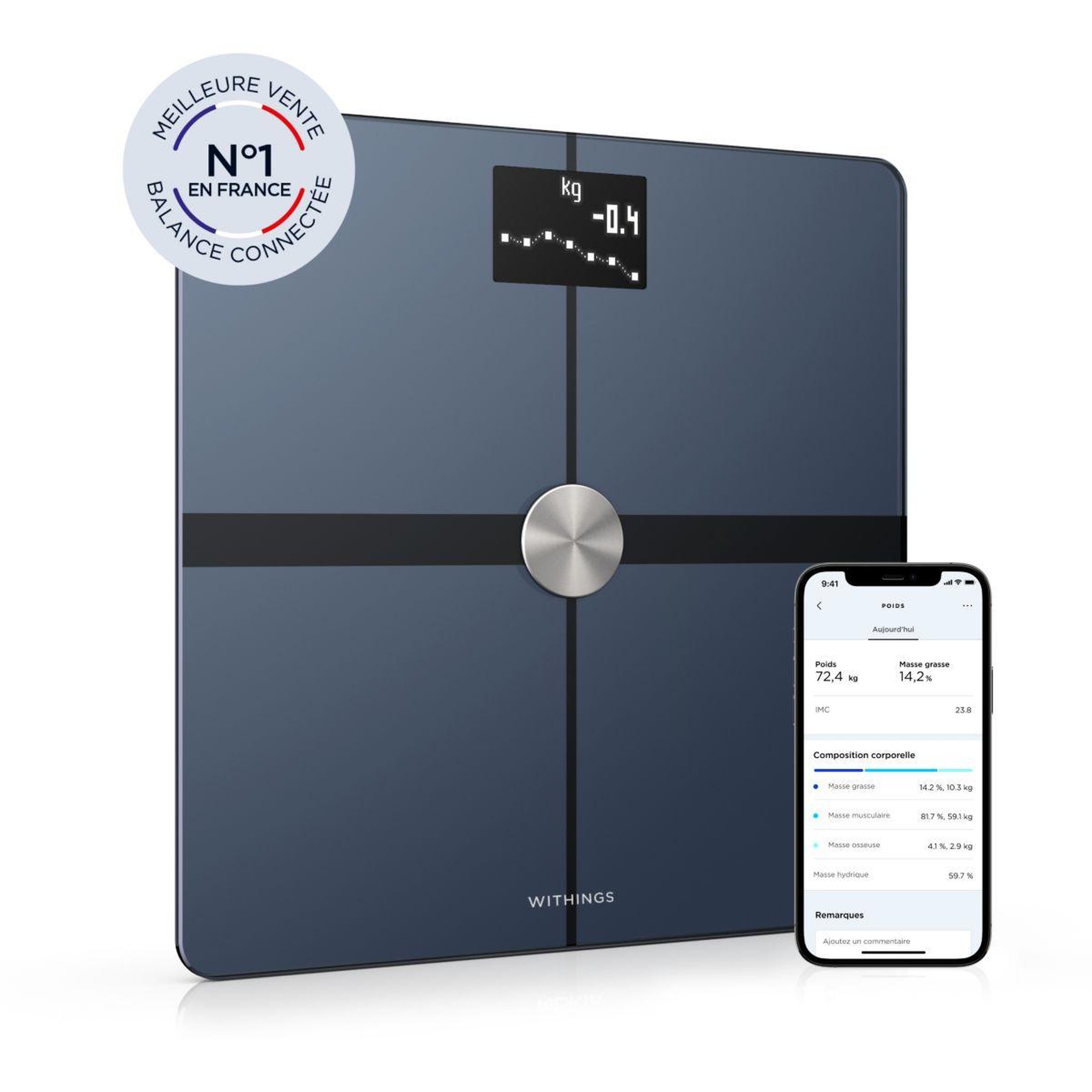 Voir la diapositive 4 : WITHINGS Pèse personne connecté Body Plus Noir