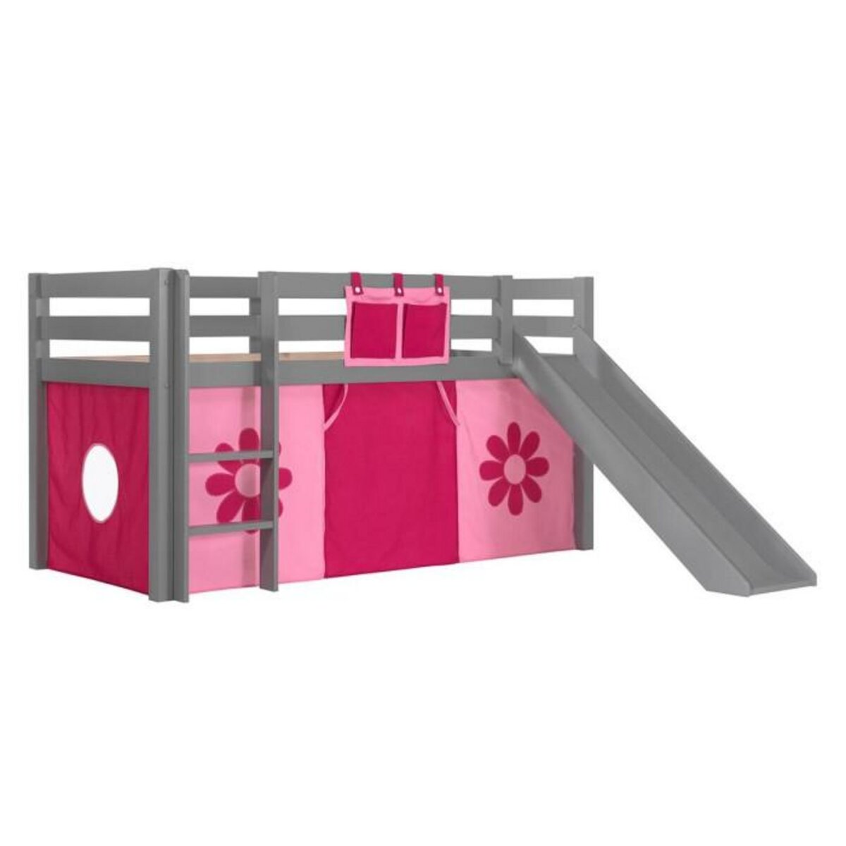 Paris Prix Pack - Lit Enfant Toboggan & Tente  Pino Flower  Gris