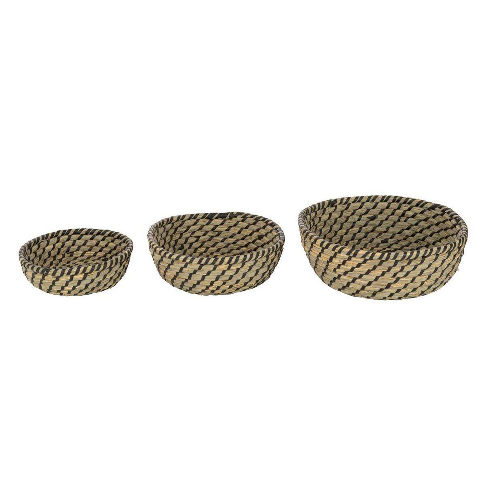 Voir la diapositive 2 : J-LINE Lot de 3 coupelles déco  daren  32cm naturel & noir