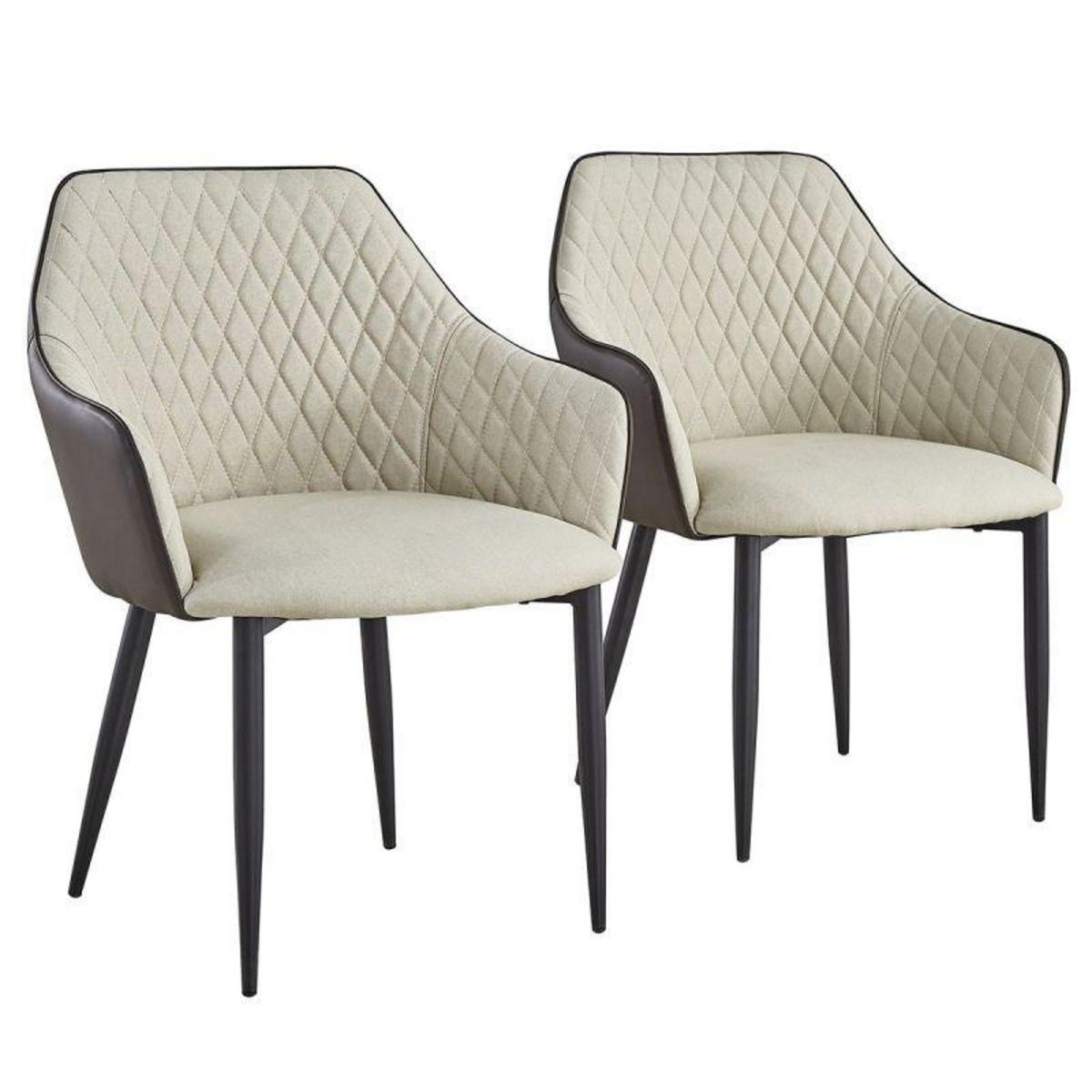 Paris Prix Lot de 2 Fauteuils Design  Zoa  88cm Beige & Marron