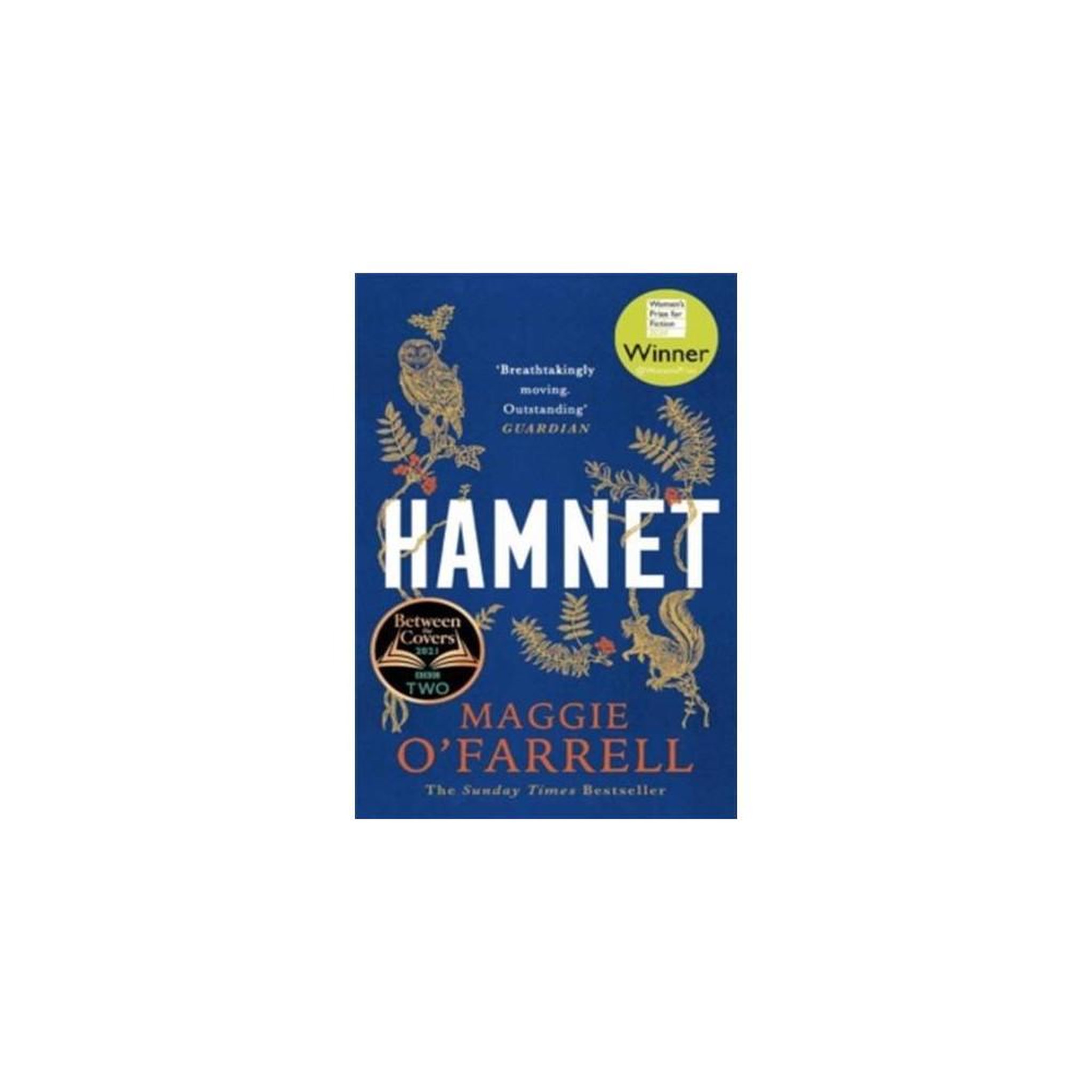 Roman Hamnet de Maggie O'Farrell, inspiré du film, édition Tinder Press, 372 pages, anglais, bleu et or