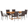 Voir la diapositive 2 : VIDAXL Ensemble a Manger de jardin 7 pcs Resine tressee Marron