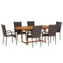 Voir la diapositive 2 : VIDAXL Ensemble a Manger de jardin 7 pcs Resine tressee Marron
