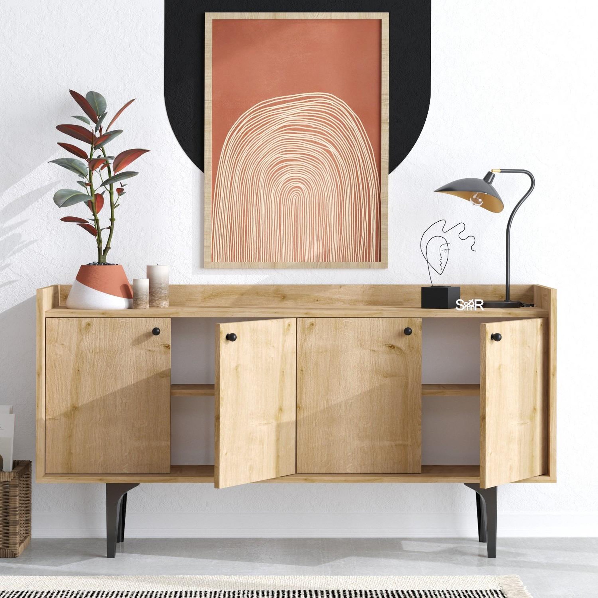 Voir la diapositive 3 : Habitat et Jardin Buffet en bois  navi  - 150 x 40 x 80 cm - beige