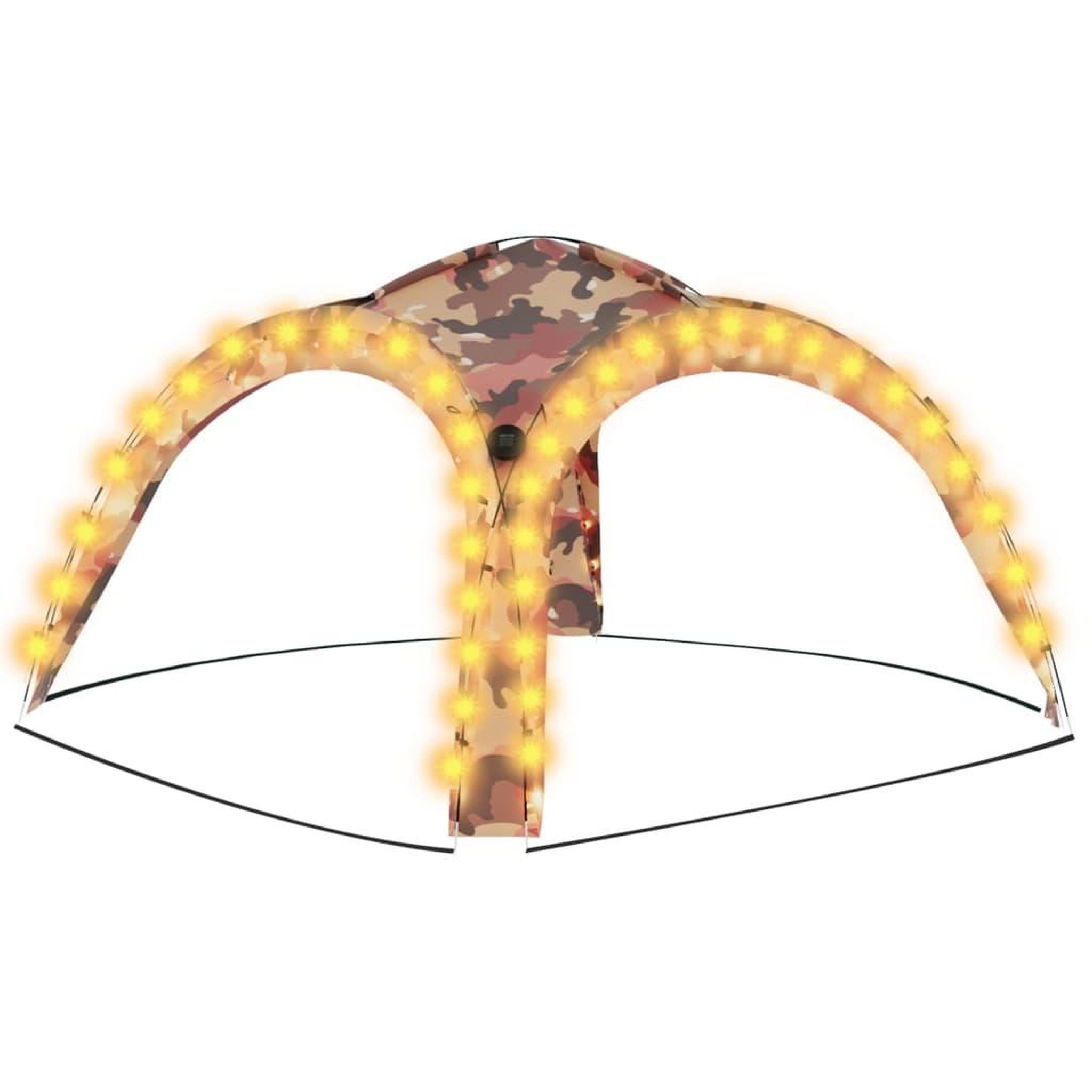 Voir la diapositive 2 : VIDAXL Tente de reception avec LED et 4 parois 3,6x3,6x2,3m Camouflage