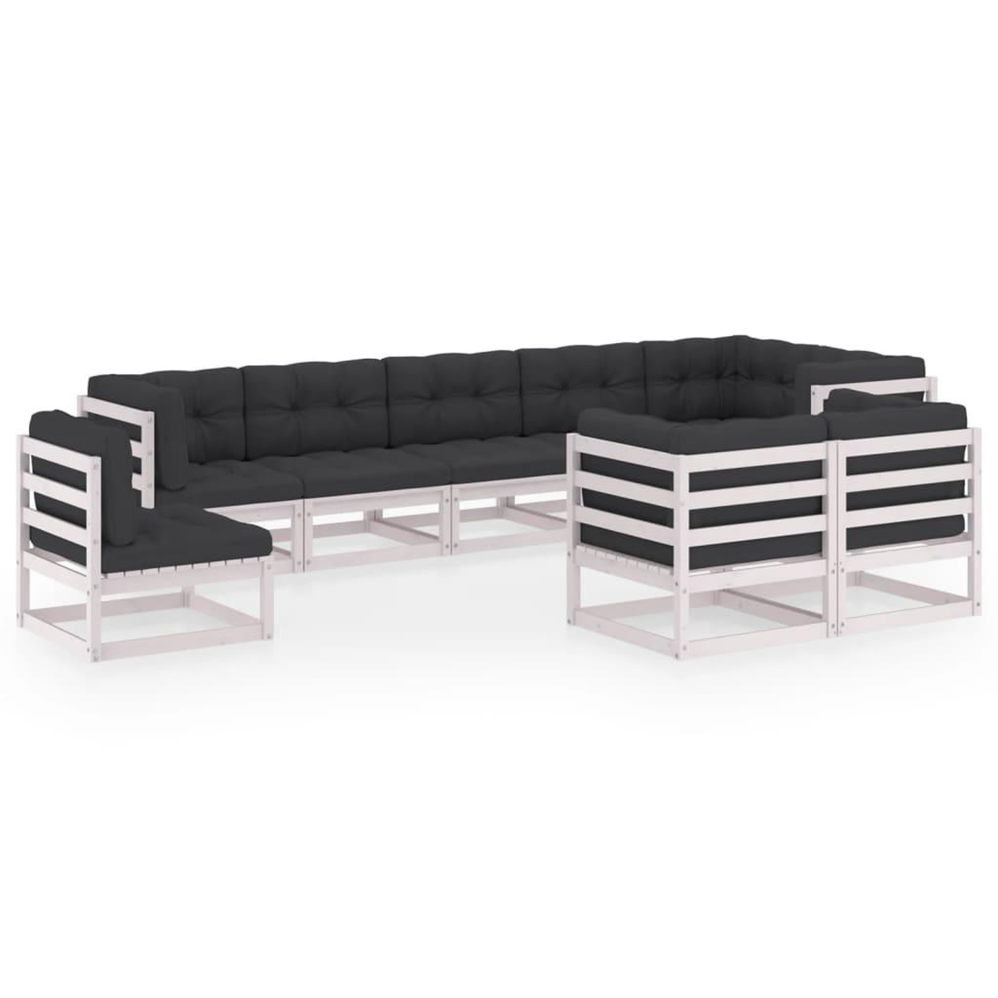 Voir la diapositive 2 : VIDAXL Salon de jardin 9 pcs avec coussins Bois de pin massif