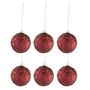 Voir la diapositive 1 : Paris Prix Lot de 6 Boules de Noël  Feuilles  8cm Rouge Mat