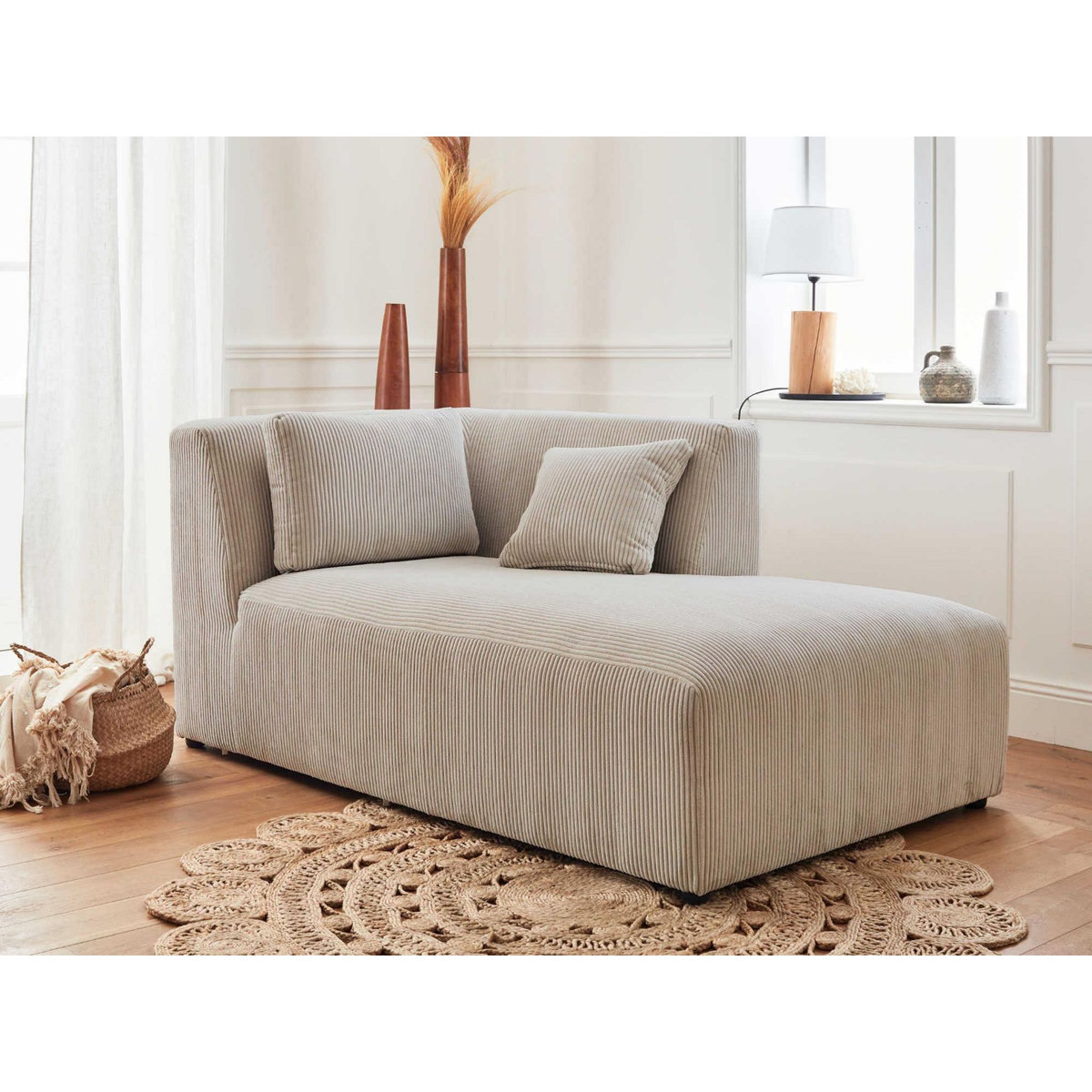 LISA DESIGN Victoire - canapé modulable d'angle droit - 5 places - en velours côtelé