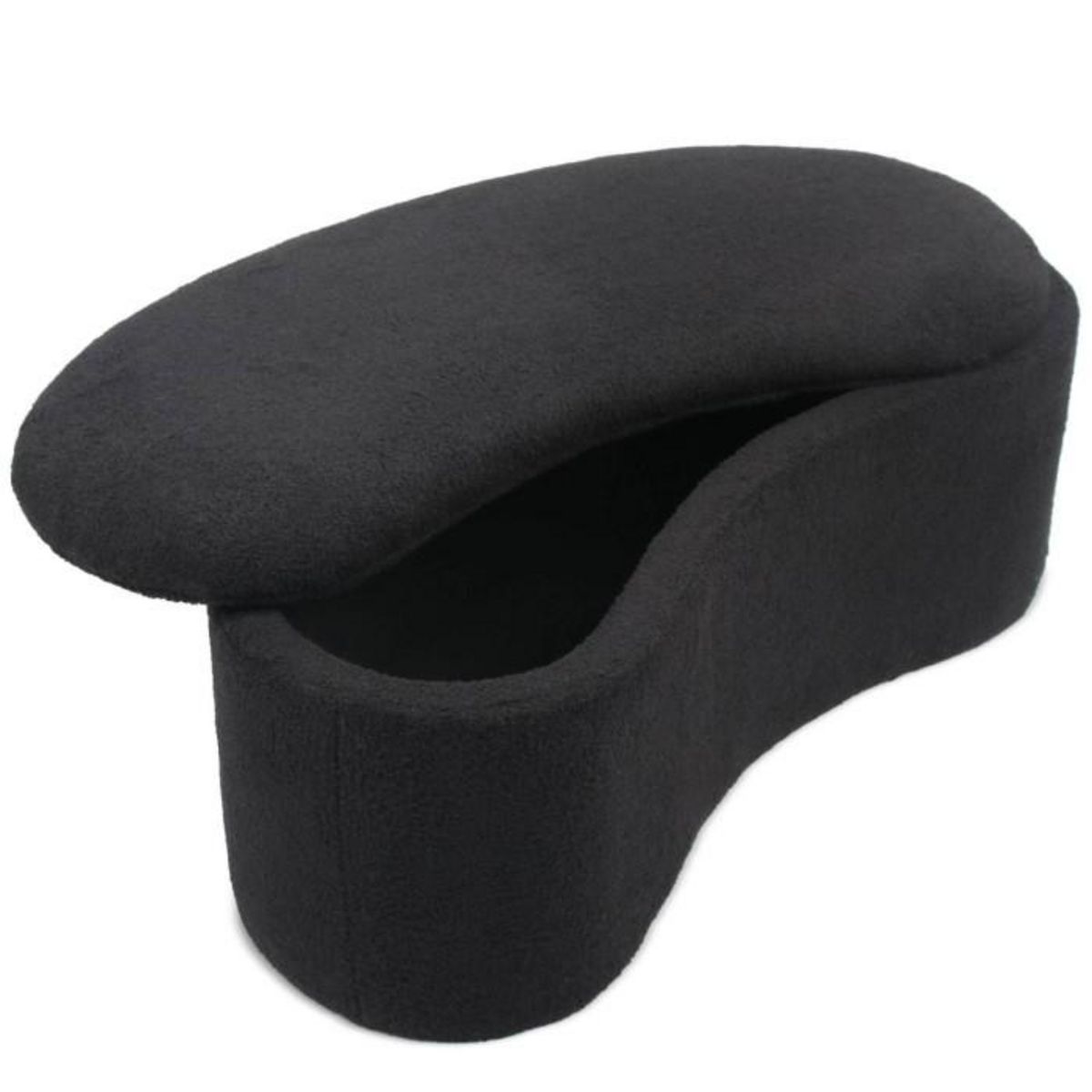 Paris Prix Banquette & Coffre Bouclette  Courbe  120cm Noir