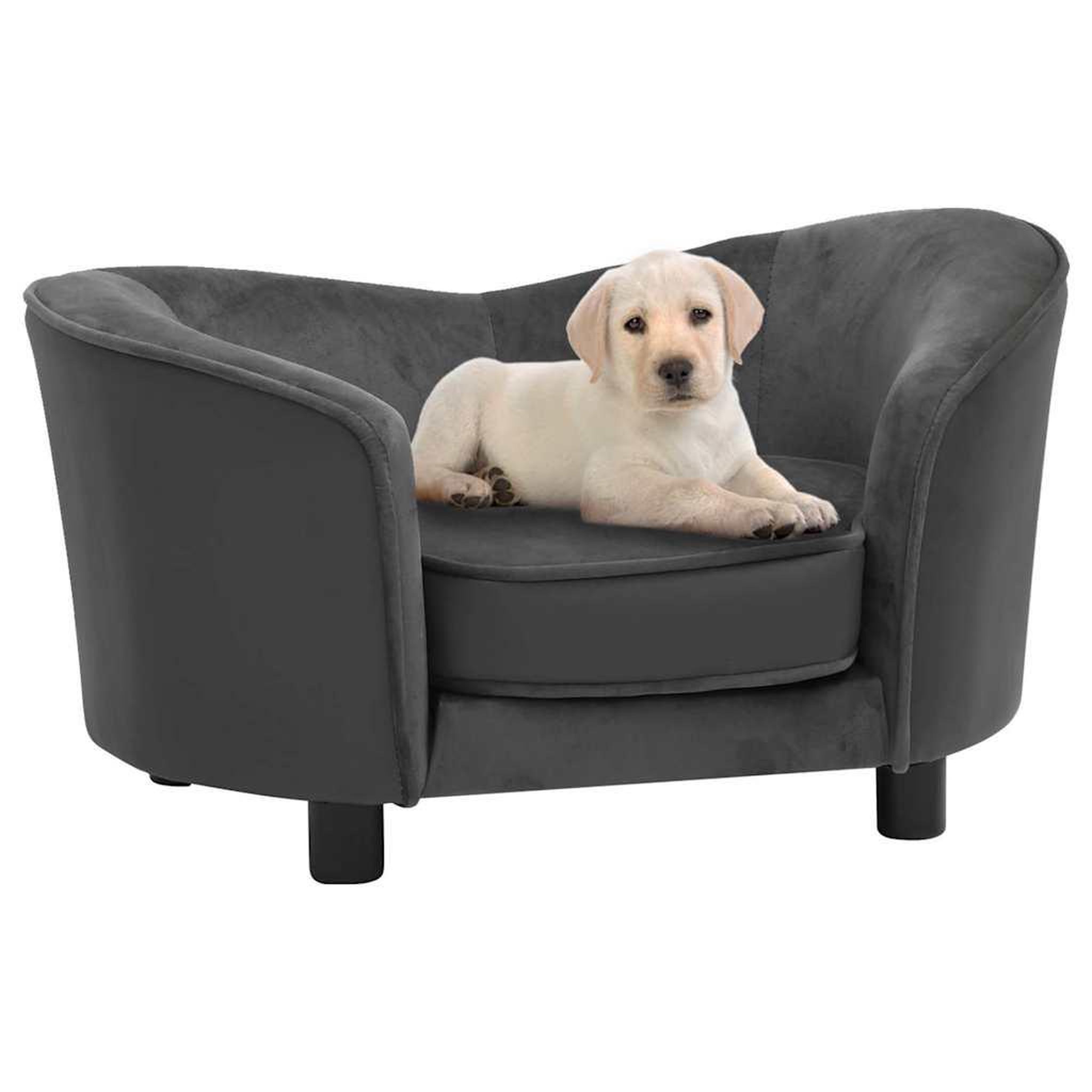Voir la diapositive 2 : VIDAXL Canape pour chien Gris fonce 69x49x40 cm Peluche et similicuir