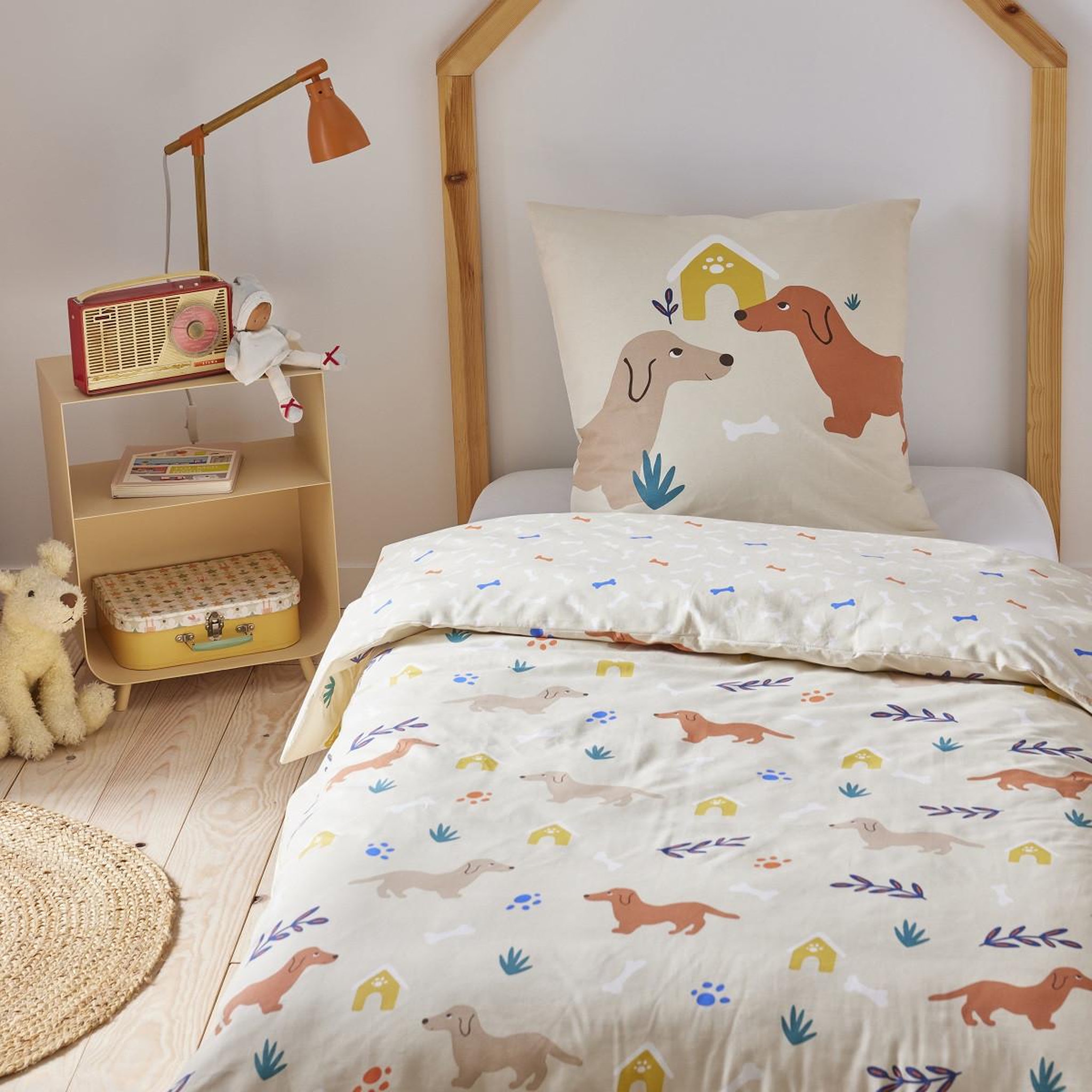 FUTURE HOME Parure de lit enfant chien réversible 140x200cm