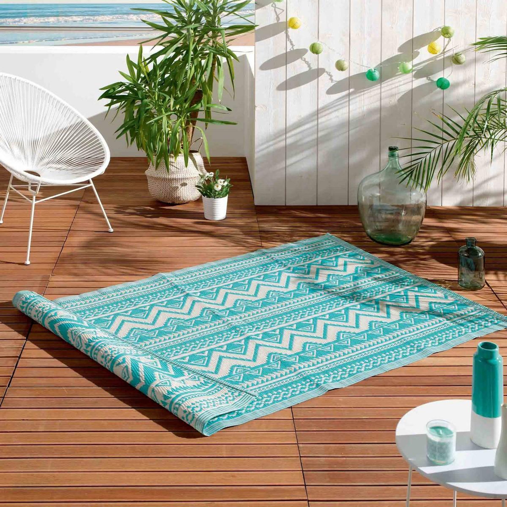 Voir la diapositive 2 : Douceur d'Intérieur Tapis de salon ethnique  azimut  120x180cm turquoise