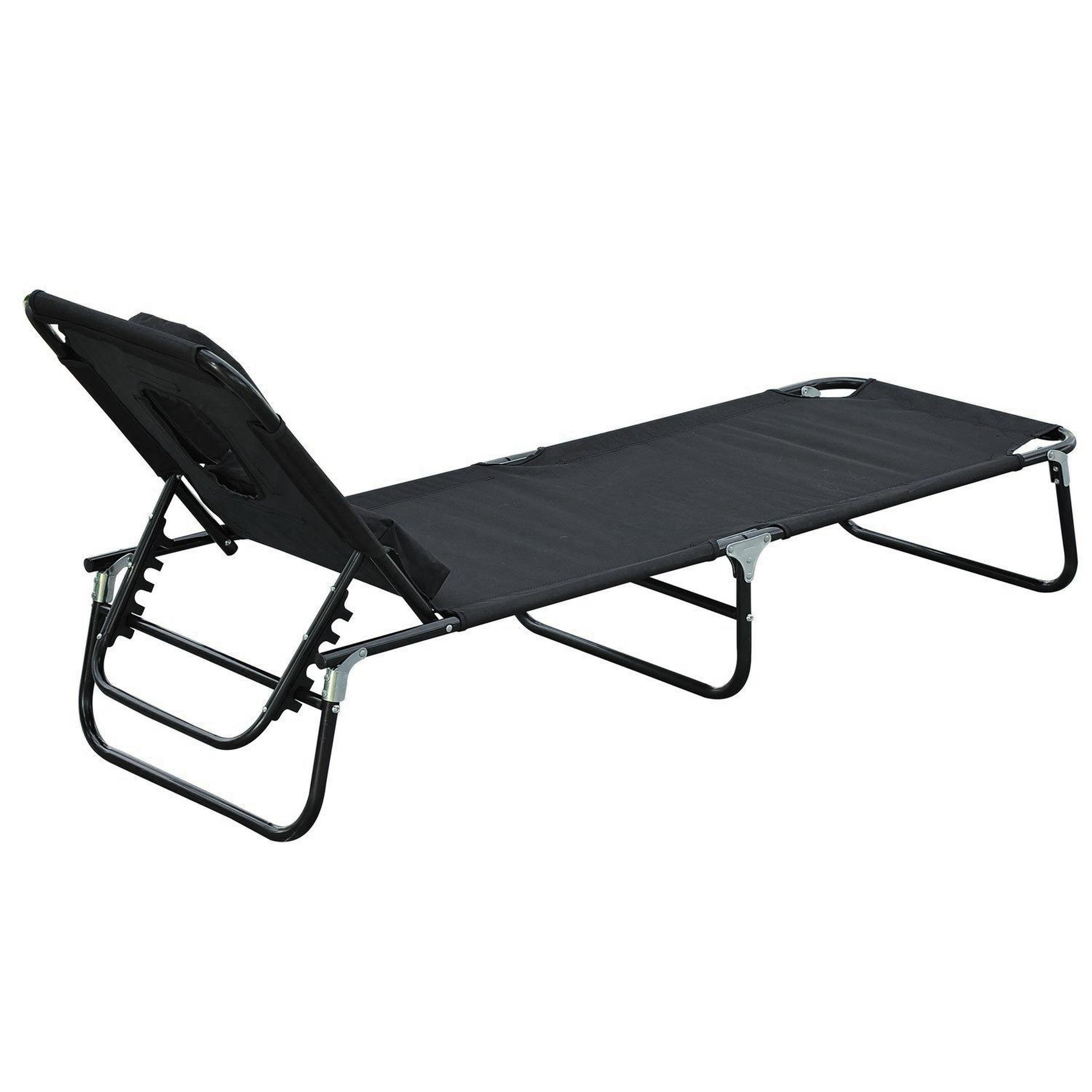 Voir la diapositive 6 : HOMCOM Transat de jardin chaise longue pliante bain de soleil pour lecture noir