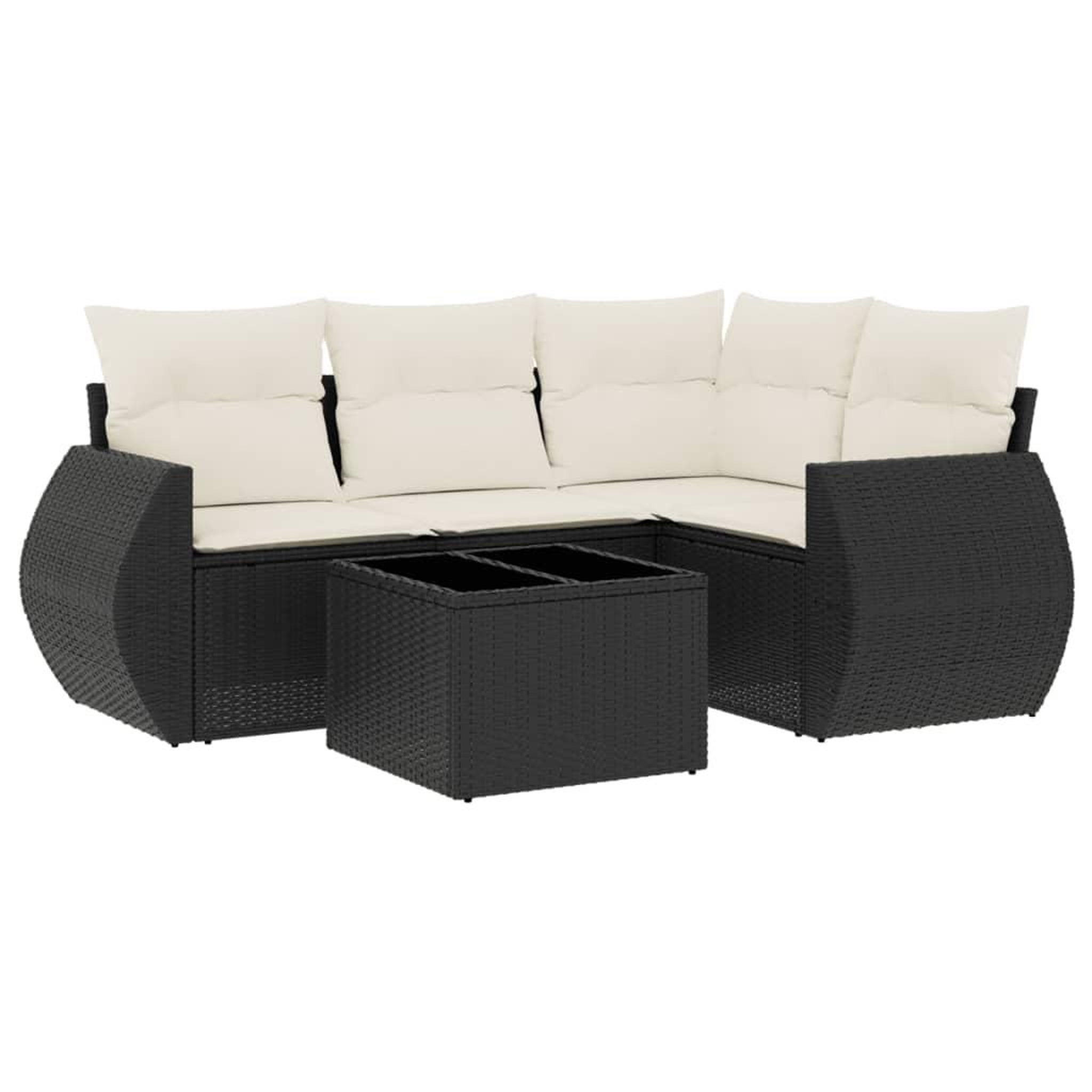 Voir la diapositive 2 : VIDAXL Salon de jardin 5 pcs avec coussins noir resine tressee