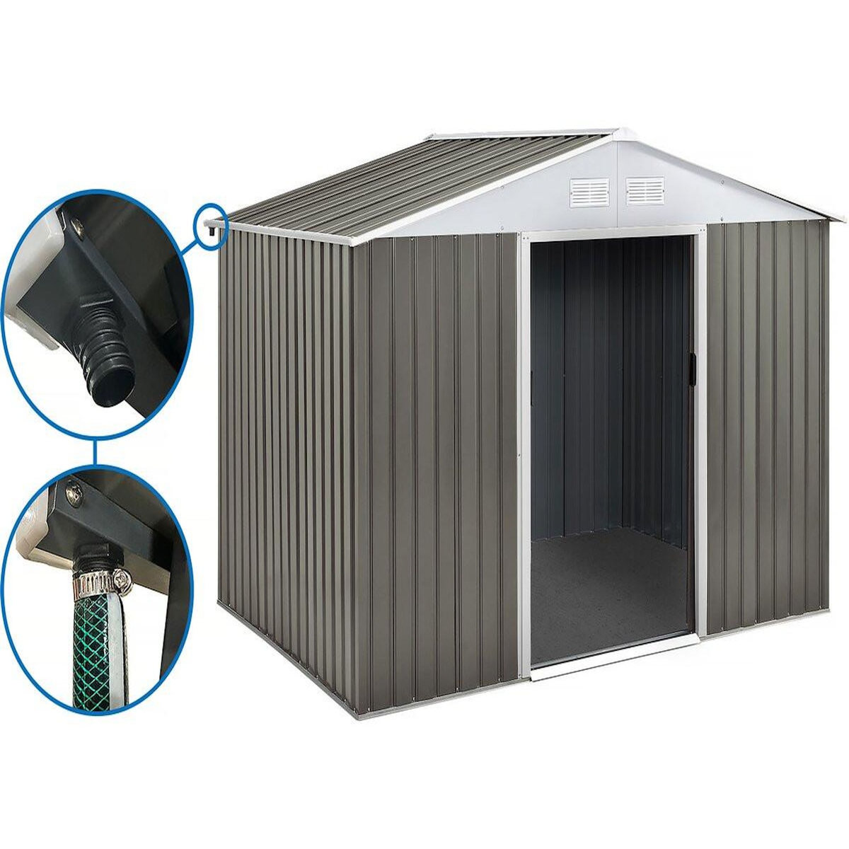 Habitat et Jardin Abri jardin métal  Dallas  - 8.84m² avec gouttière - Taupe