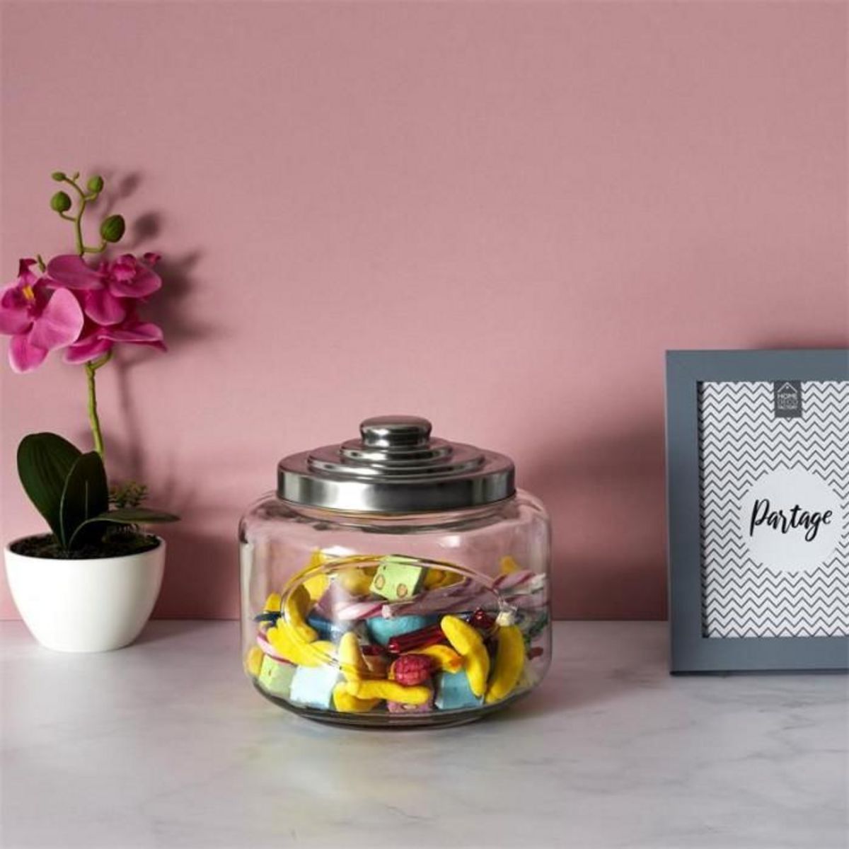 Paris Prix Bocal à Biscuits  Couvercle Métal  3L Transparent