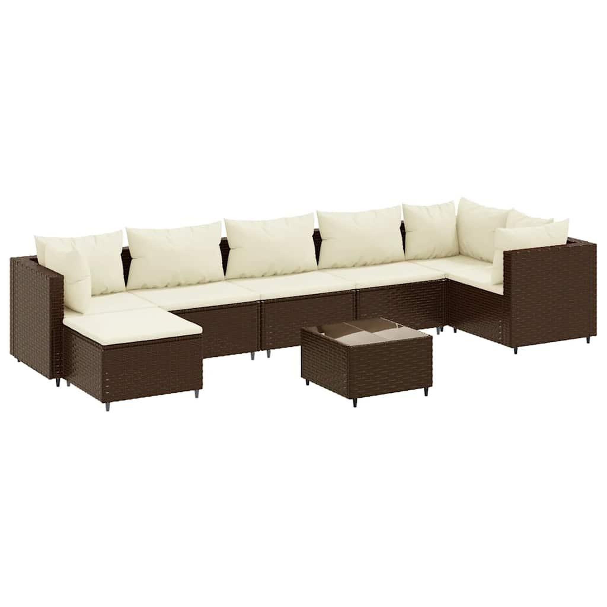 Voir la diapositive 2 : VIDAXL Salon de jardin avec coussins 8 pcs marron resine tressee