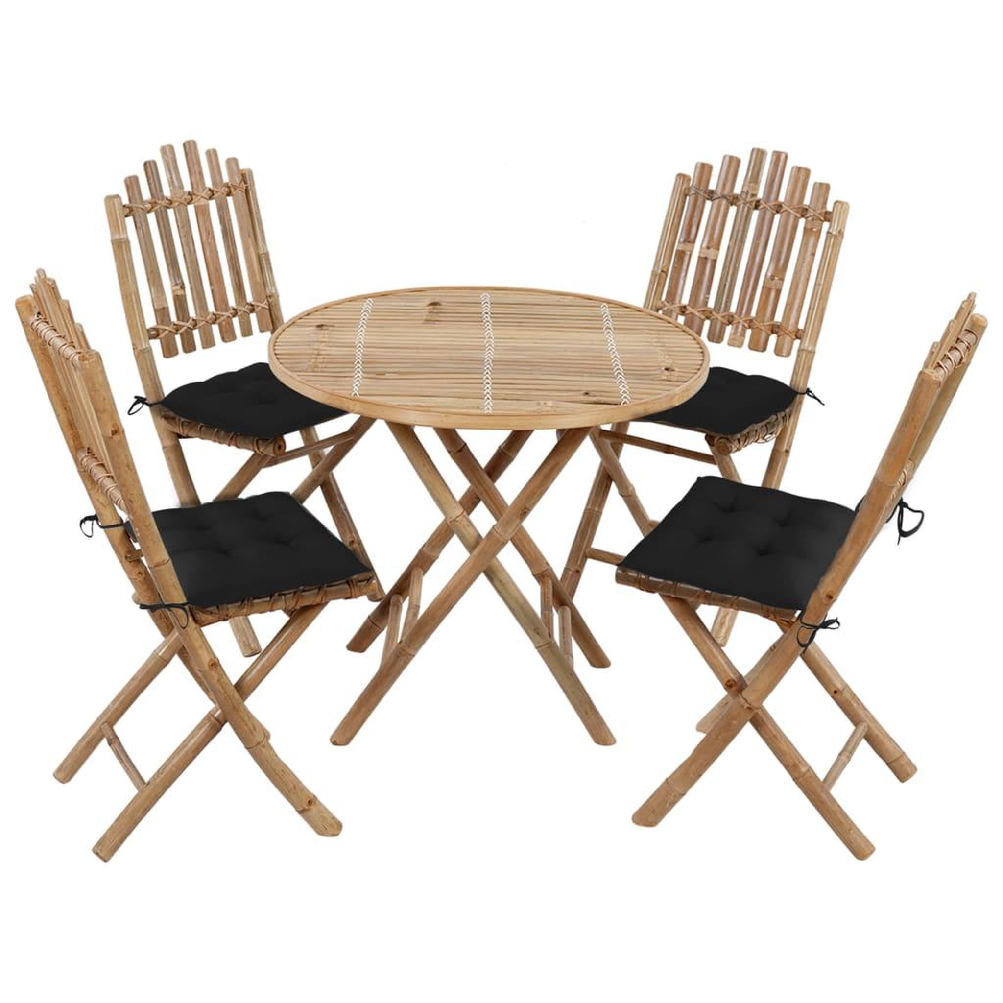 VIDAXL Ensemble a manger d'exterieur pliable 5pcs avec coussins Bambou