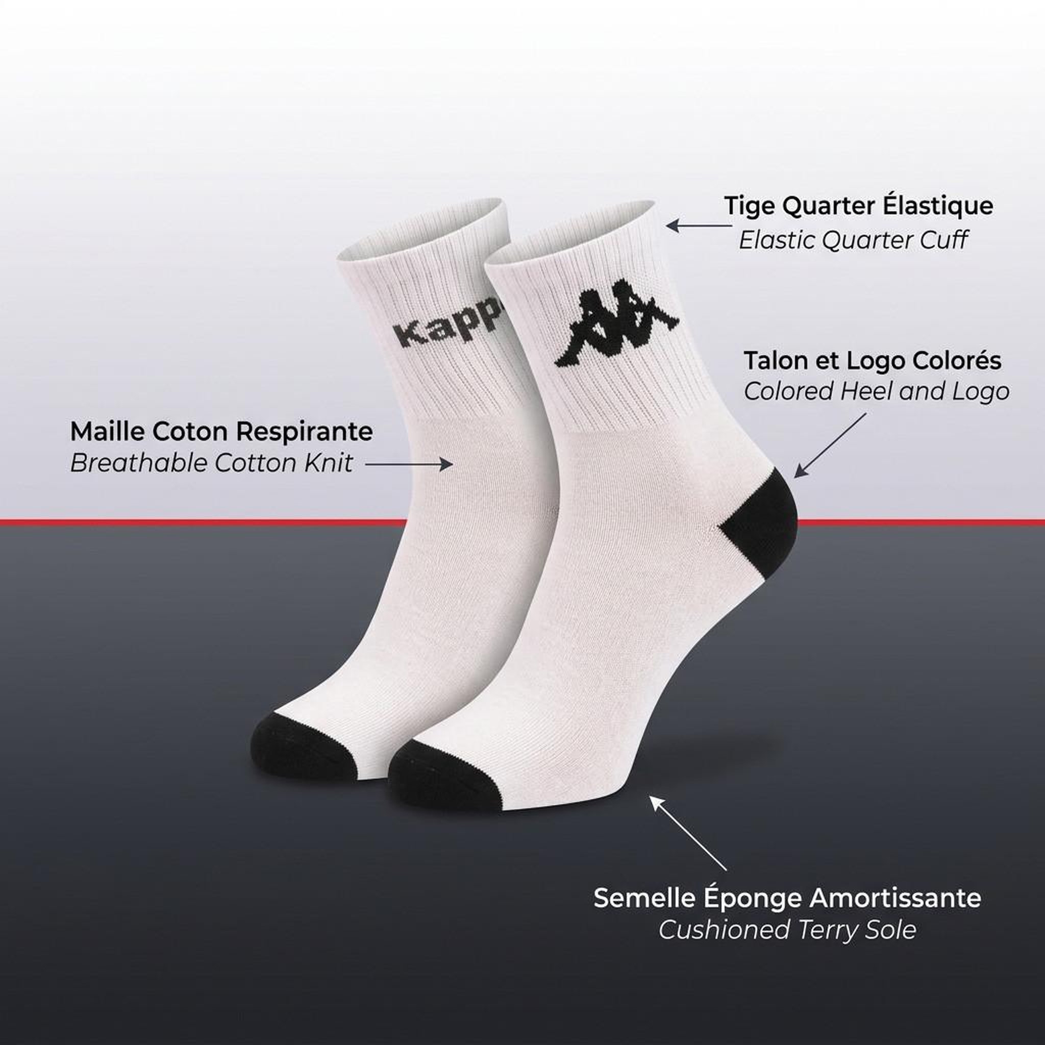 Voir la diapositive 5 : KAPPA Pack de Chaussettes Femme Quarter KAPPA (Lot de 6)