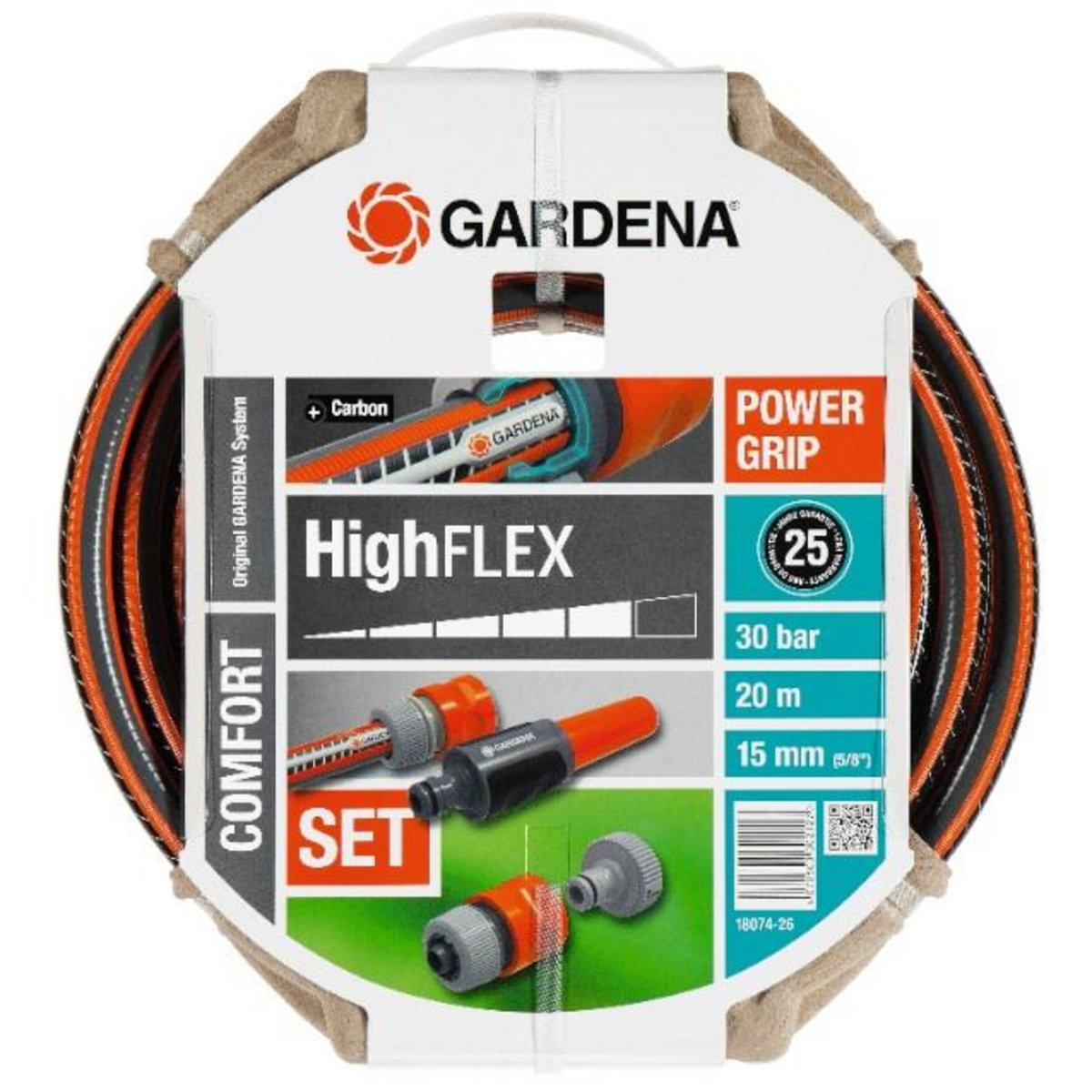 Gardena Tuyau d'arrosage HighFlex Ø 15 mm - 20 m + lance et raccords