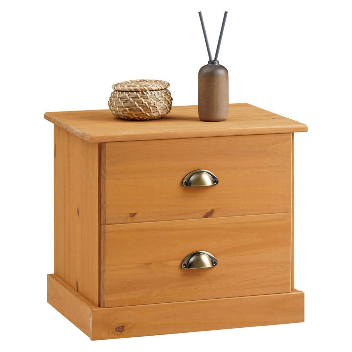 IDIMEX Table de chevet PARIS en pin massif, 2 tiroirs